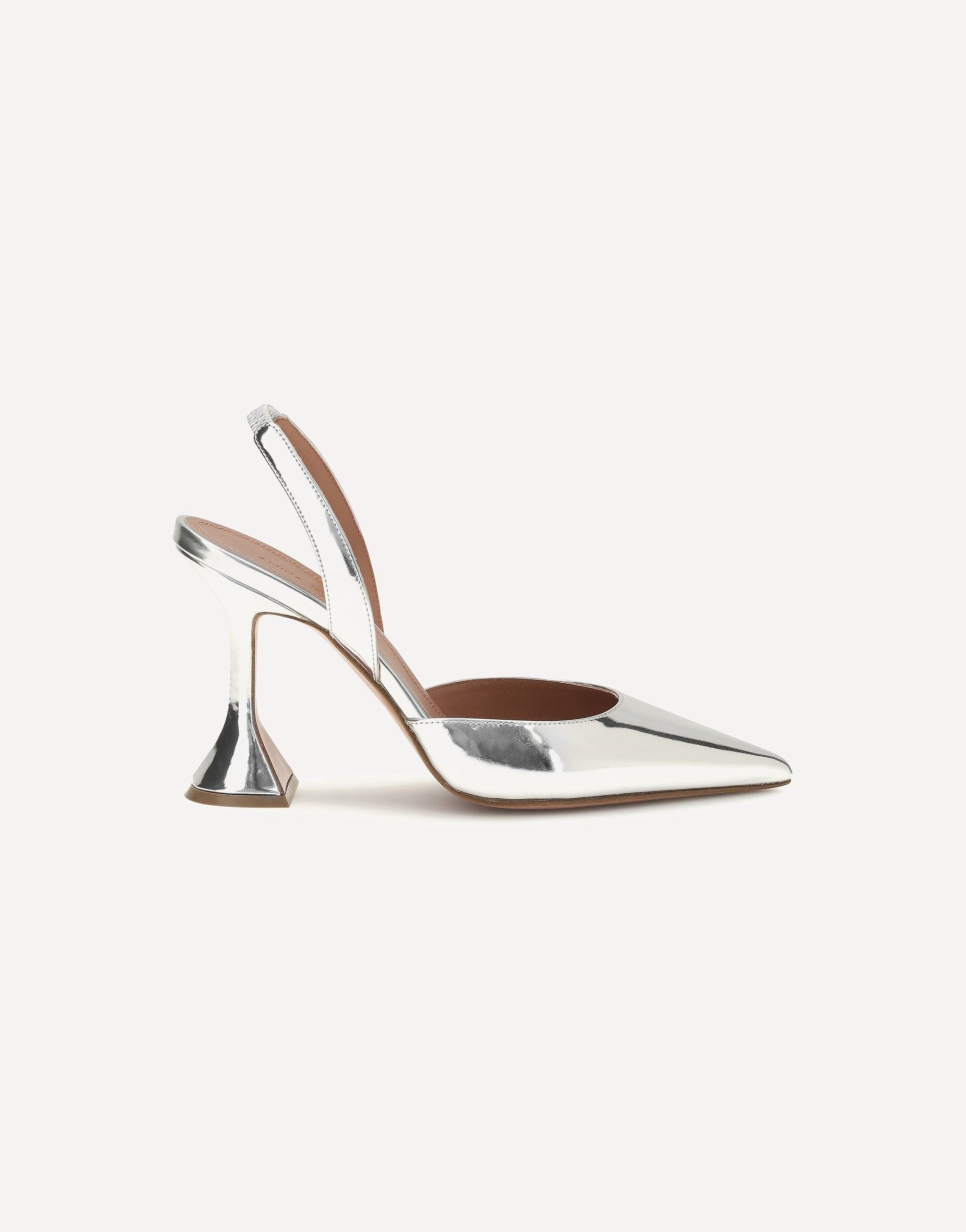 Amina Muaddi Holli Mirror-Finish Slingback Pumps