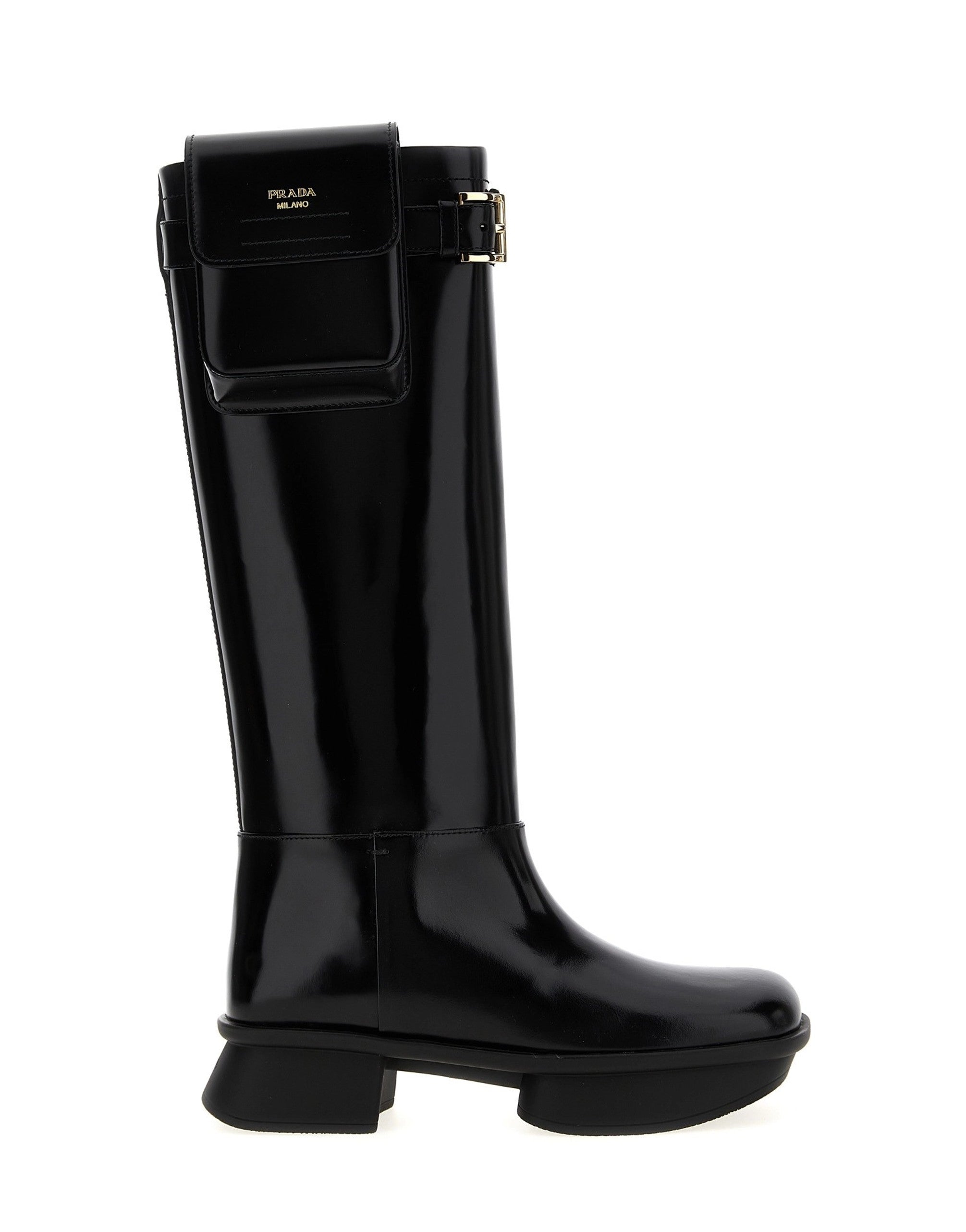Prada Equal Brushed Leather Boots