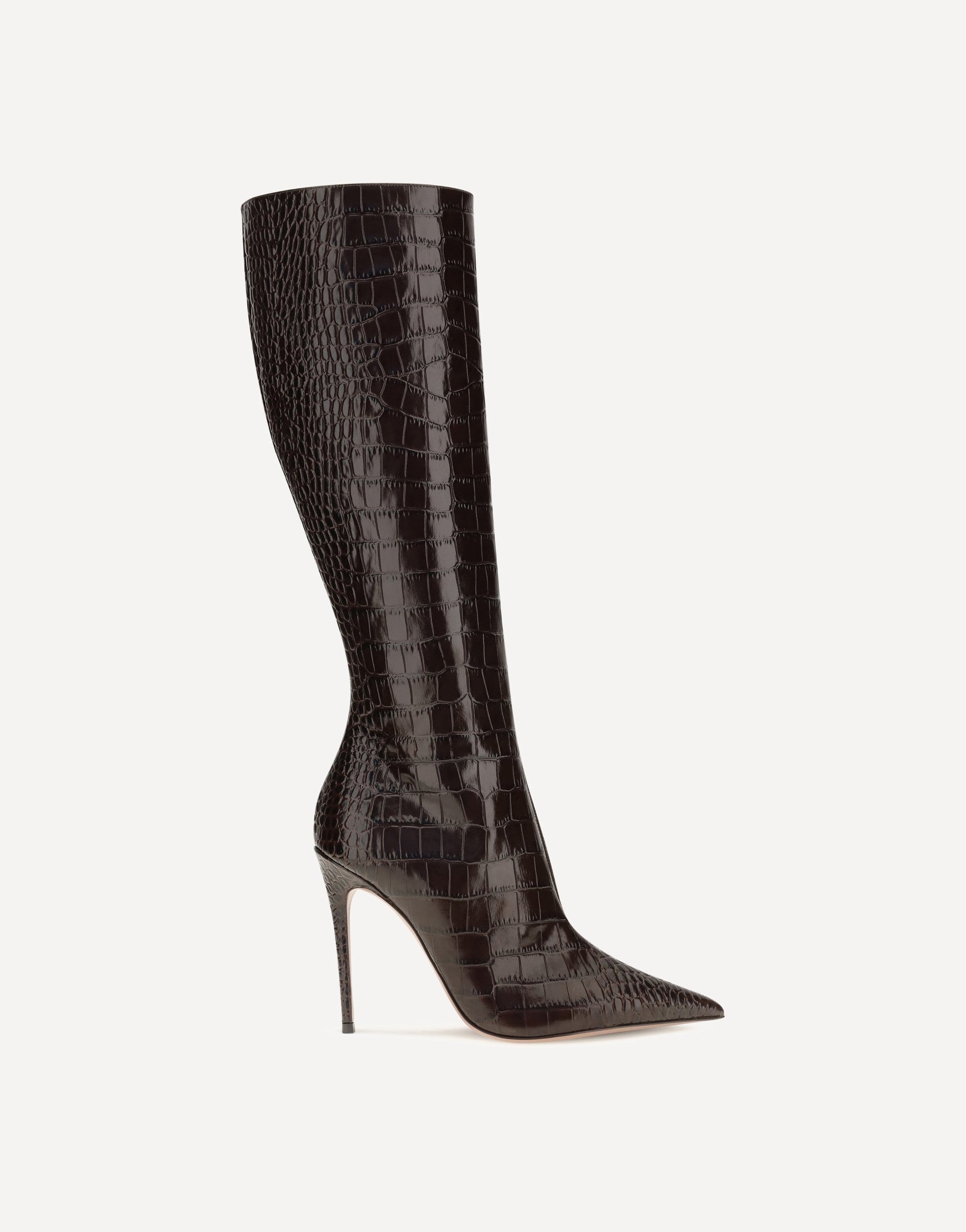 Paris Texas Vera Crocodile-Effect Tall Boots