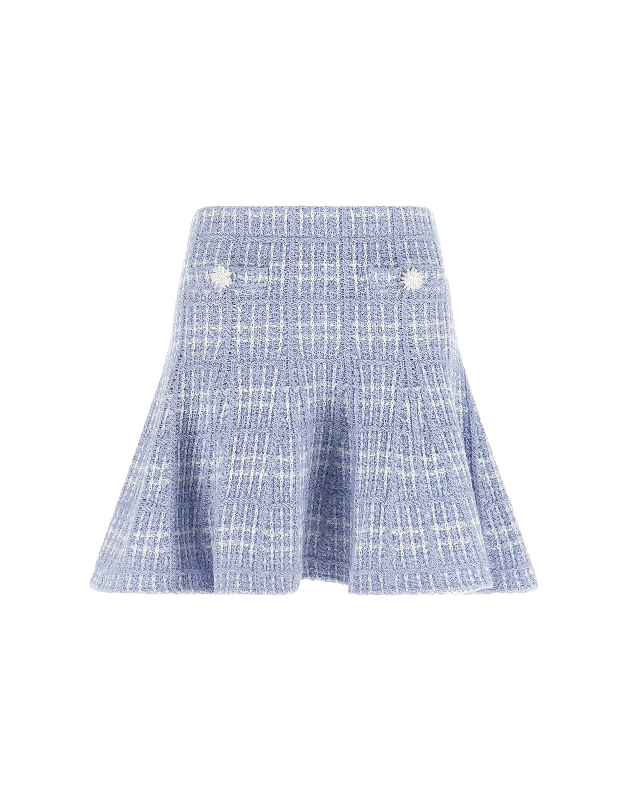 Self-Portrait Check Knit Mini Skirt
