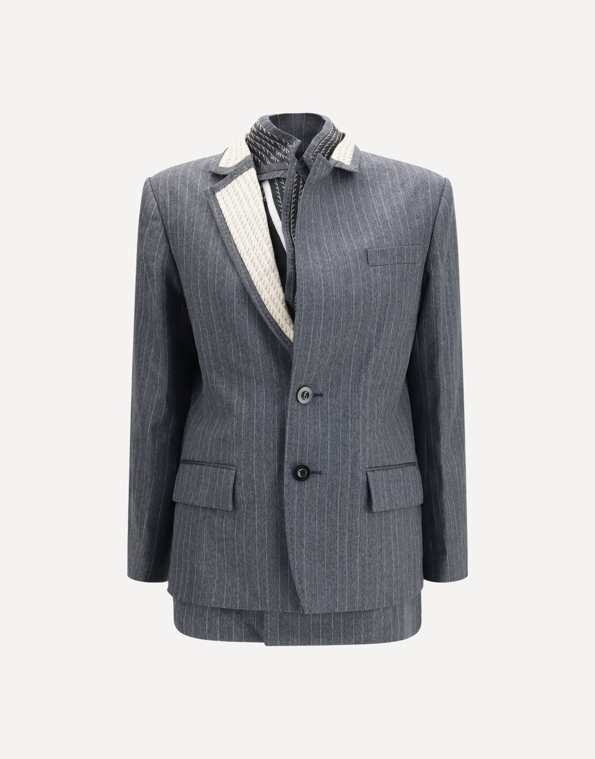 Sacai Veste à fines rayures et boutonnage simple