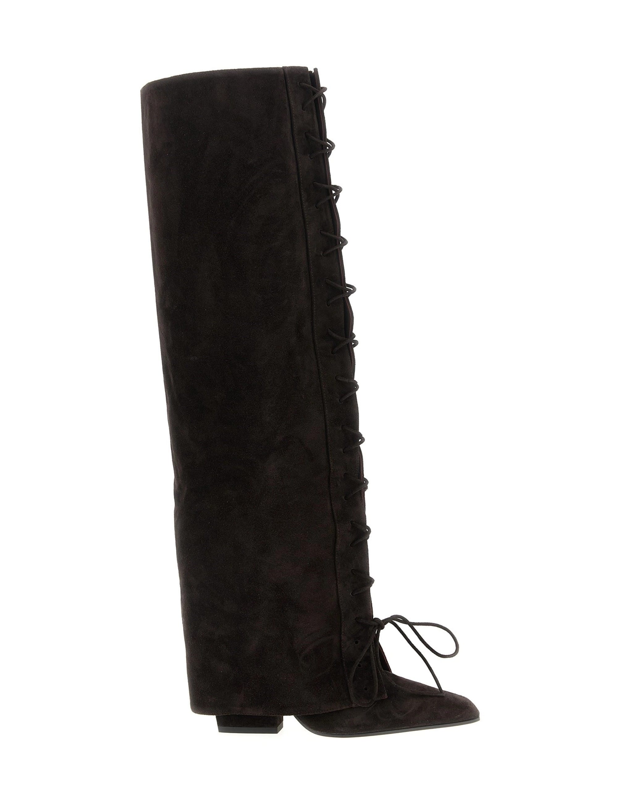 Paris Texas Jane Fold Over Lace Up Boots