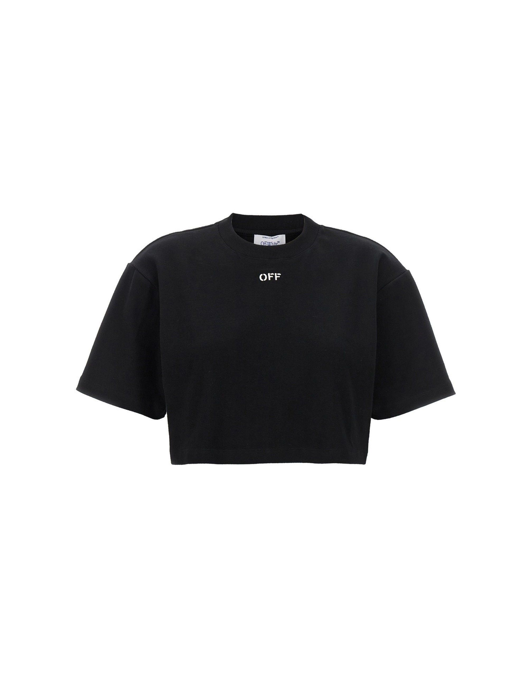 Off-White Off Stamp Ribbed Crop T-Shirt
