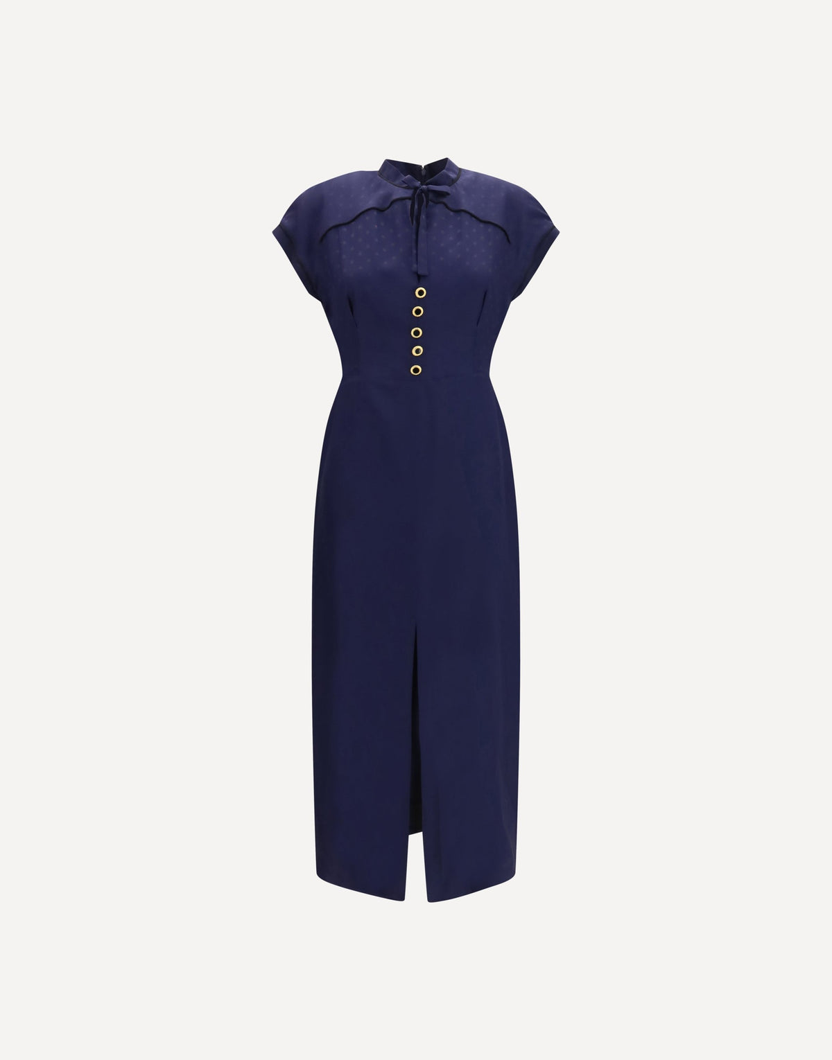 Alessandra Rich Silk Midi Dress With Buttons