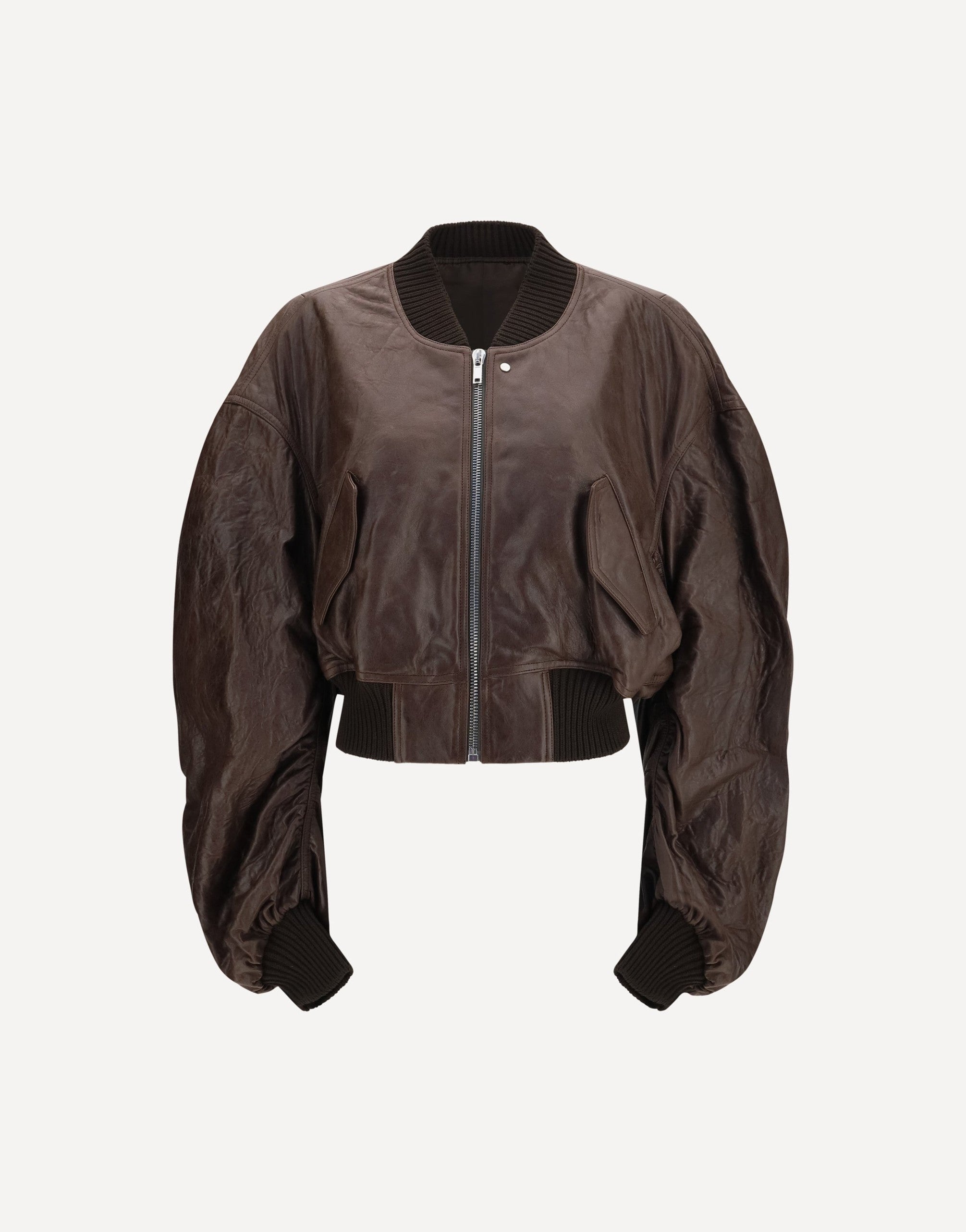 Rick Owens Cropped Leather Bomber Jacket