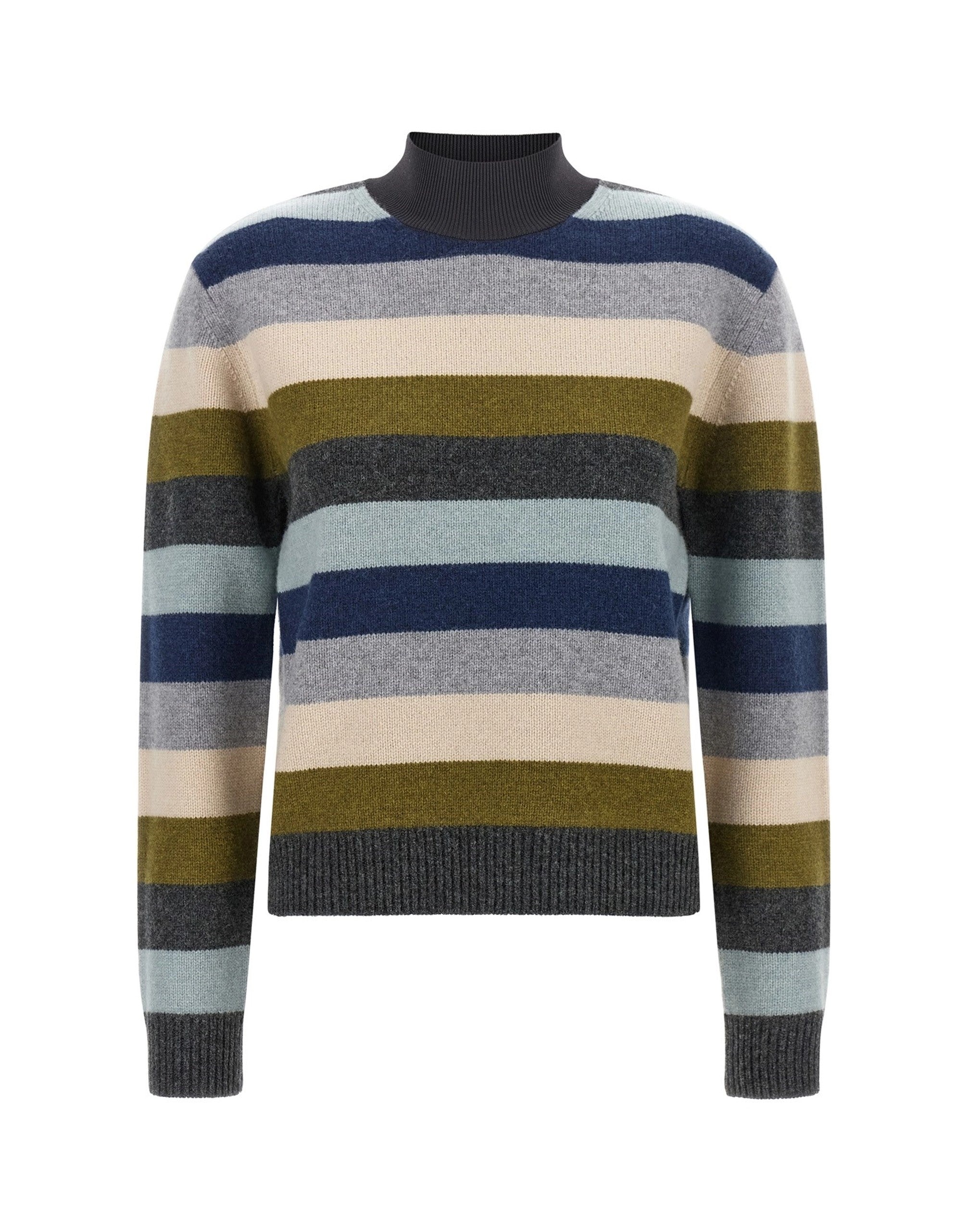 Tory Burch Striped Wool Turtleneck Sweater