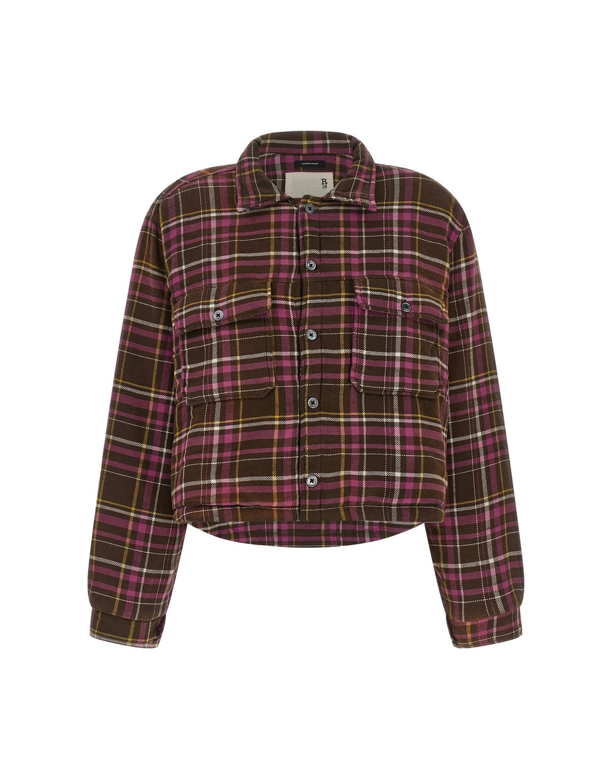 R13 Padded Cropped Tartan Overshirt