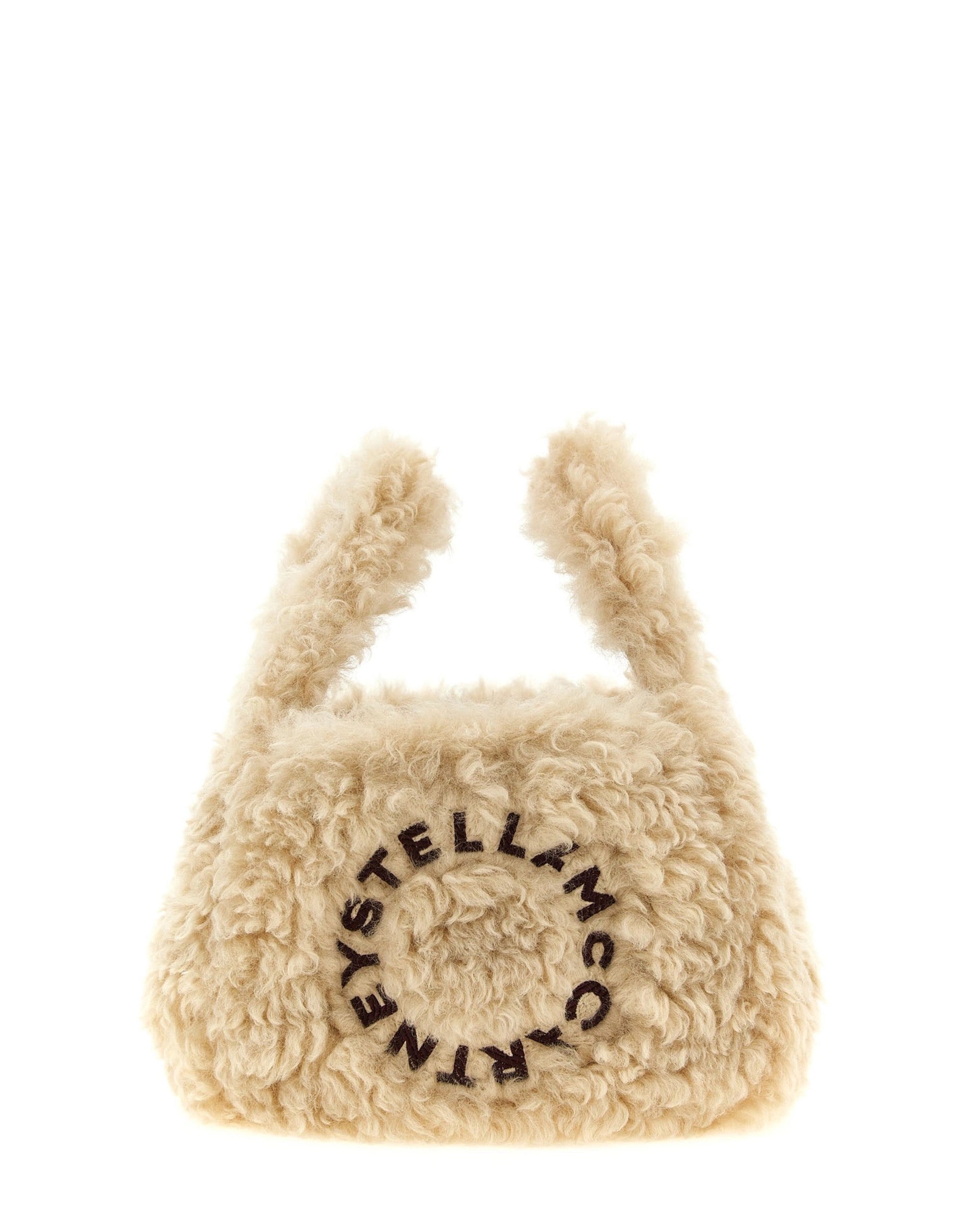 Stella McCartney Shearling Logo Shoulder Bag