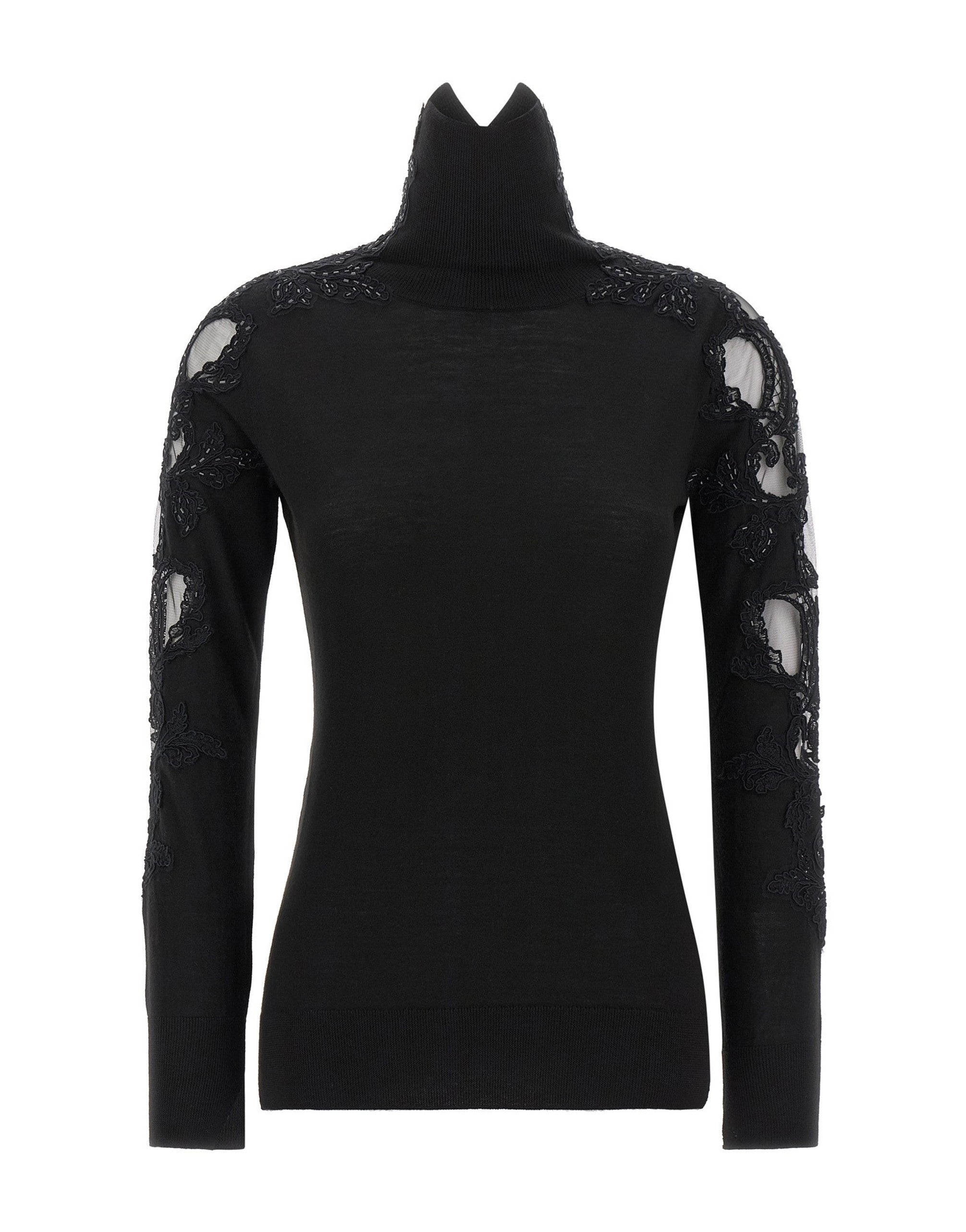 Ermanno Scervino High Neck Lace Insert Sweater