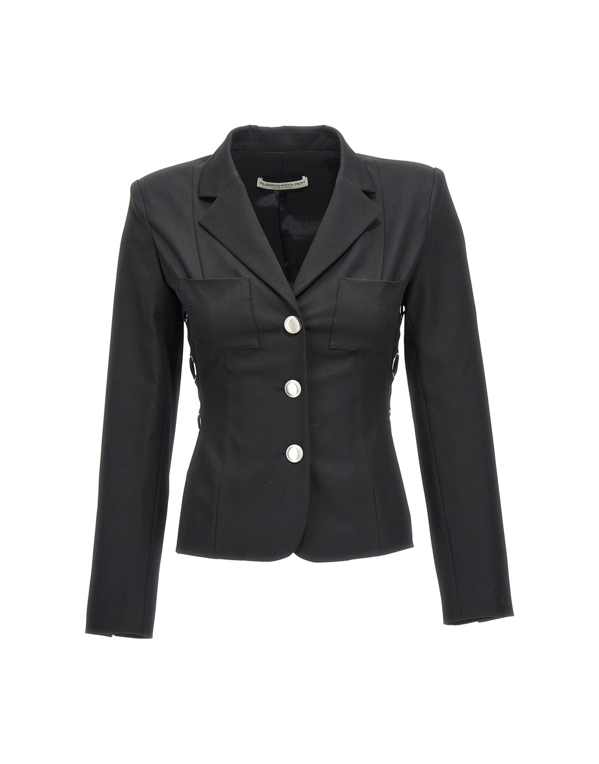 Alessandra Rich Single-Breast Lace-Up Blazer