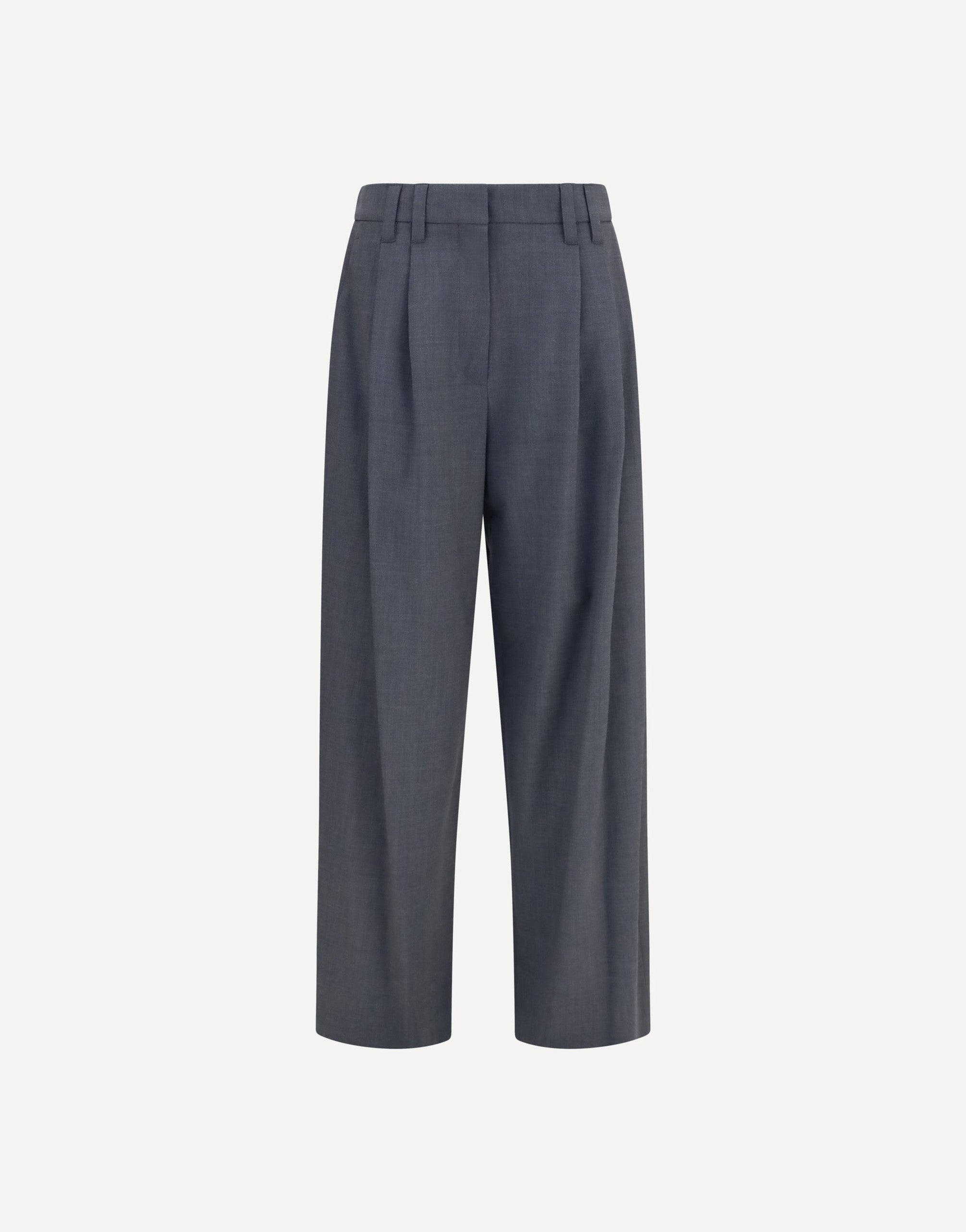 Brunello Cucinelli Tropical Wool Tailored Pants Monili Detail