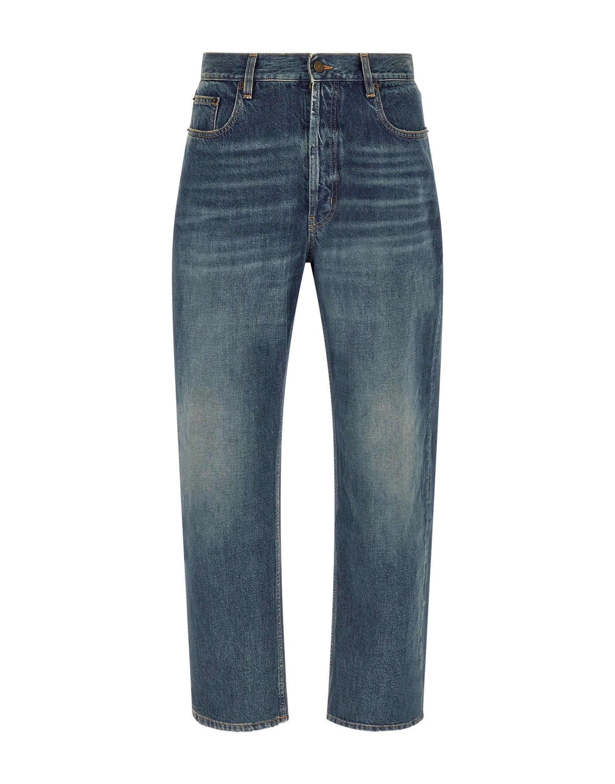 Saint Laurent Straight Leg Mid-Waist Jeans