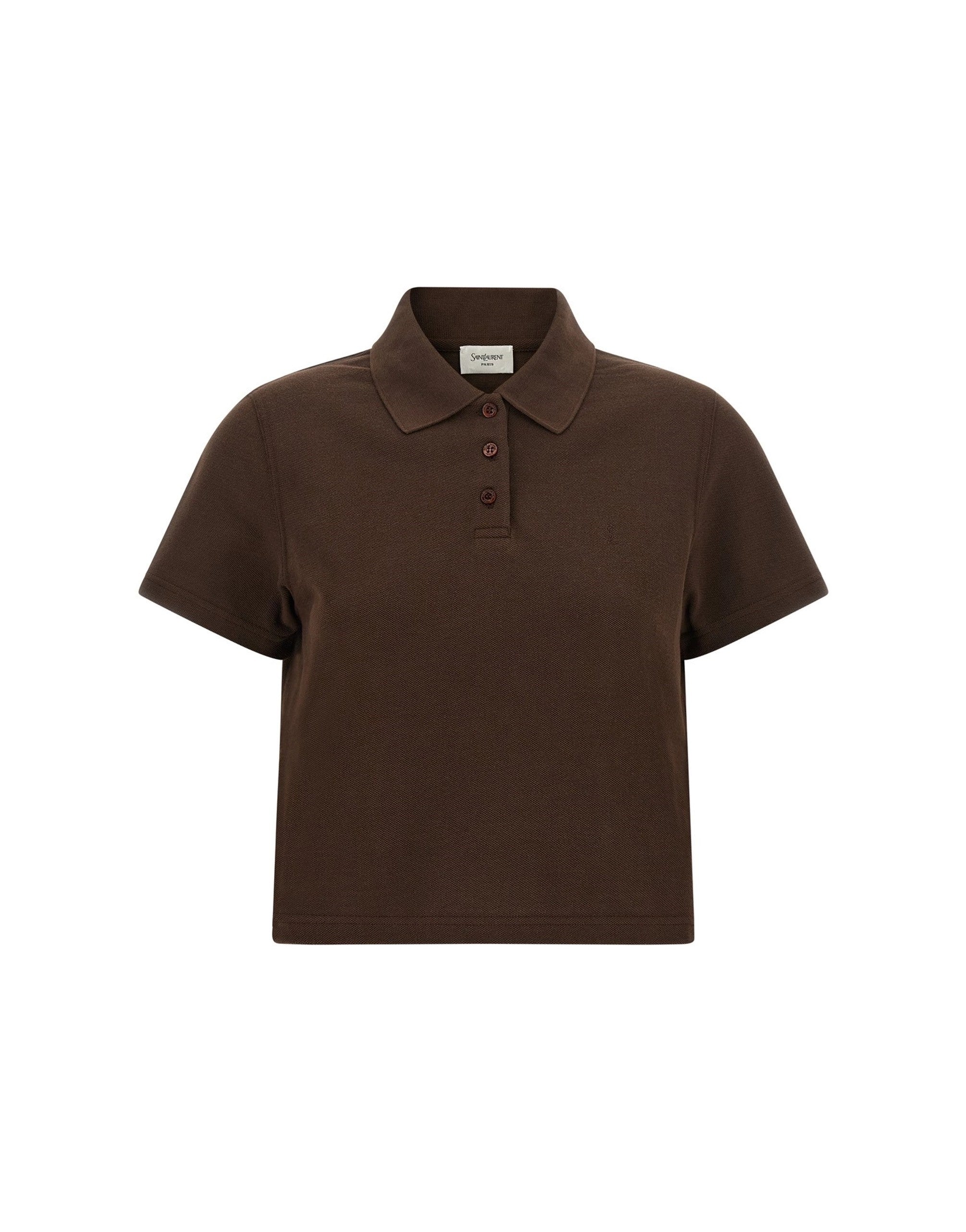 Saint Laurent Cassandre Crop Polo Shirt