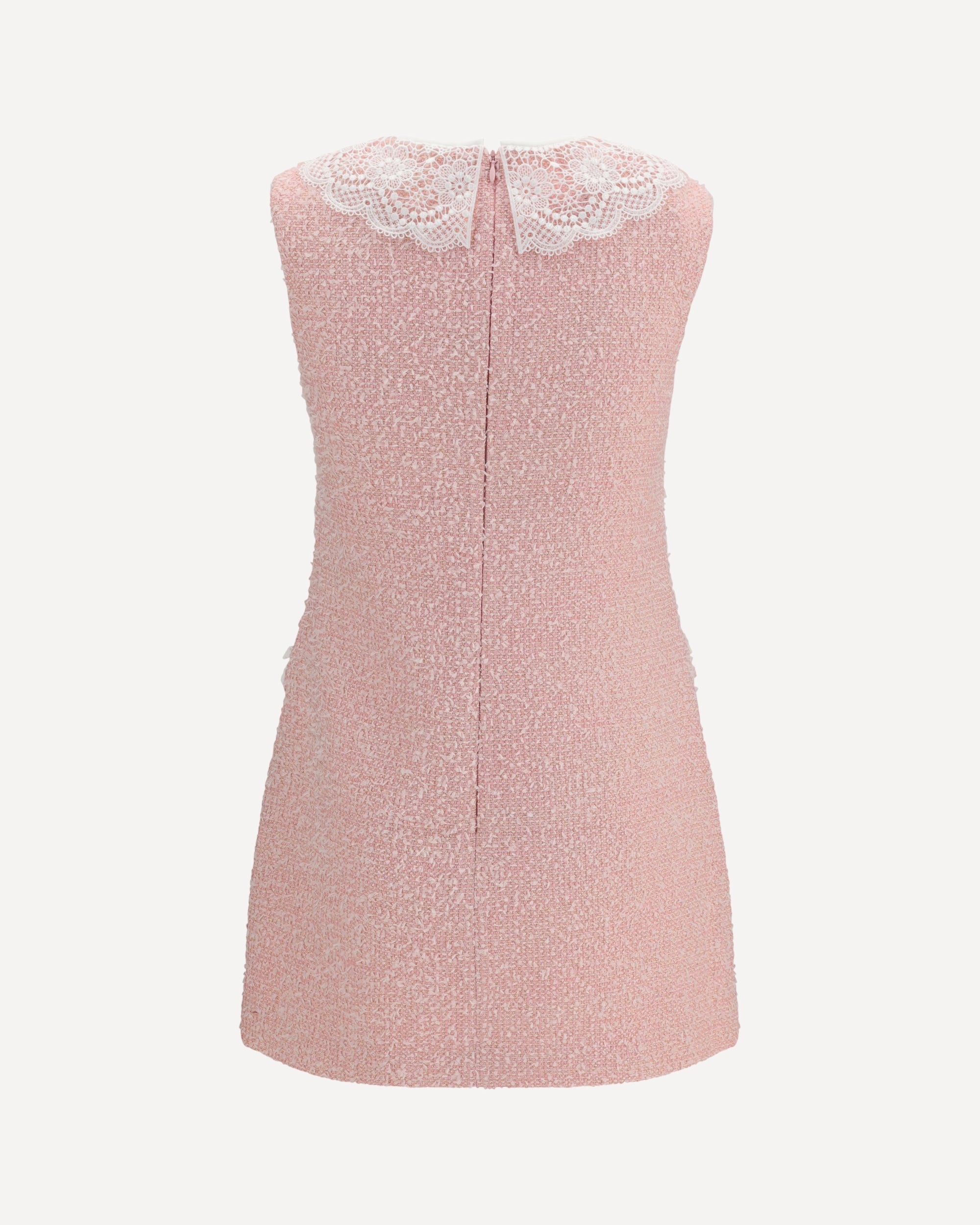 Self-Portrait Bouclé Mini Dress With Lace Collar - alternate view
