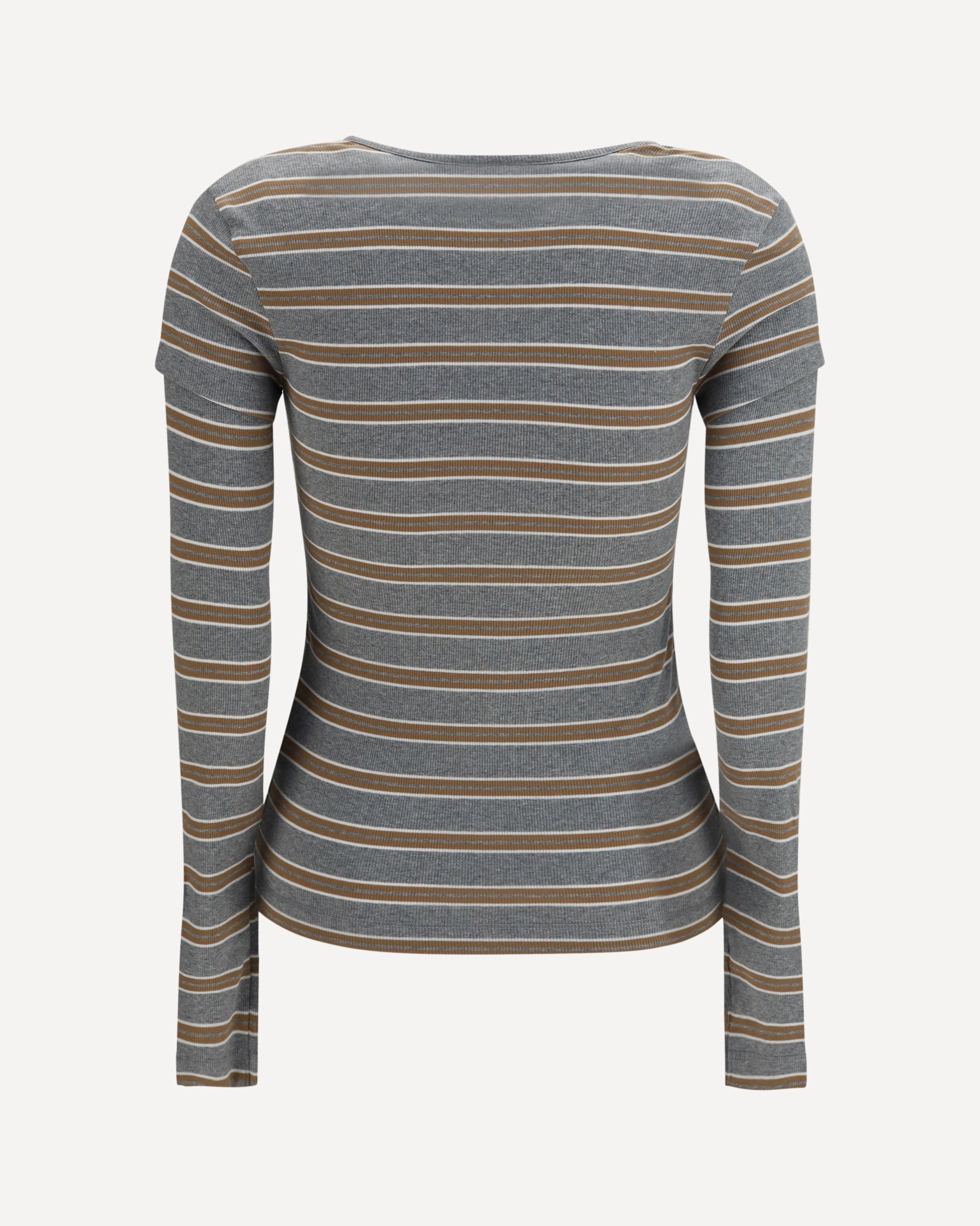 Ganni Ribbed V-Neck Long-Sleeve T-Shirt - alternate view