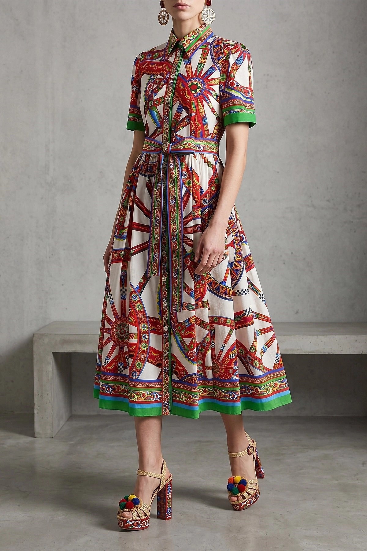 Dolce & Gabbana Carretto Print Midi Dress - alternate view