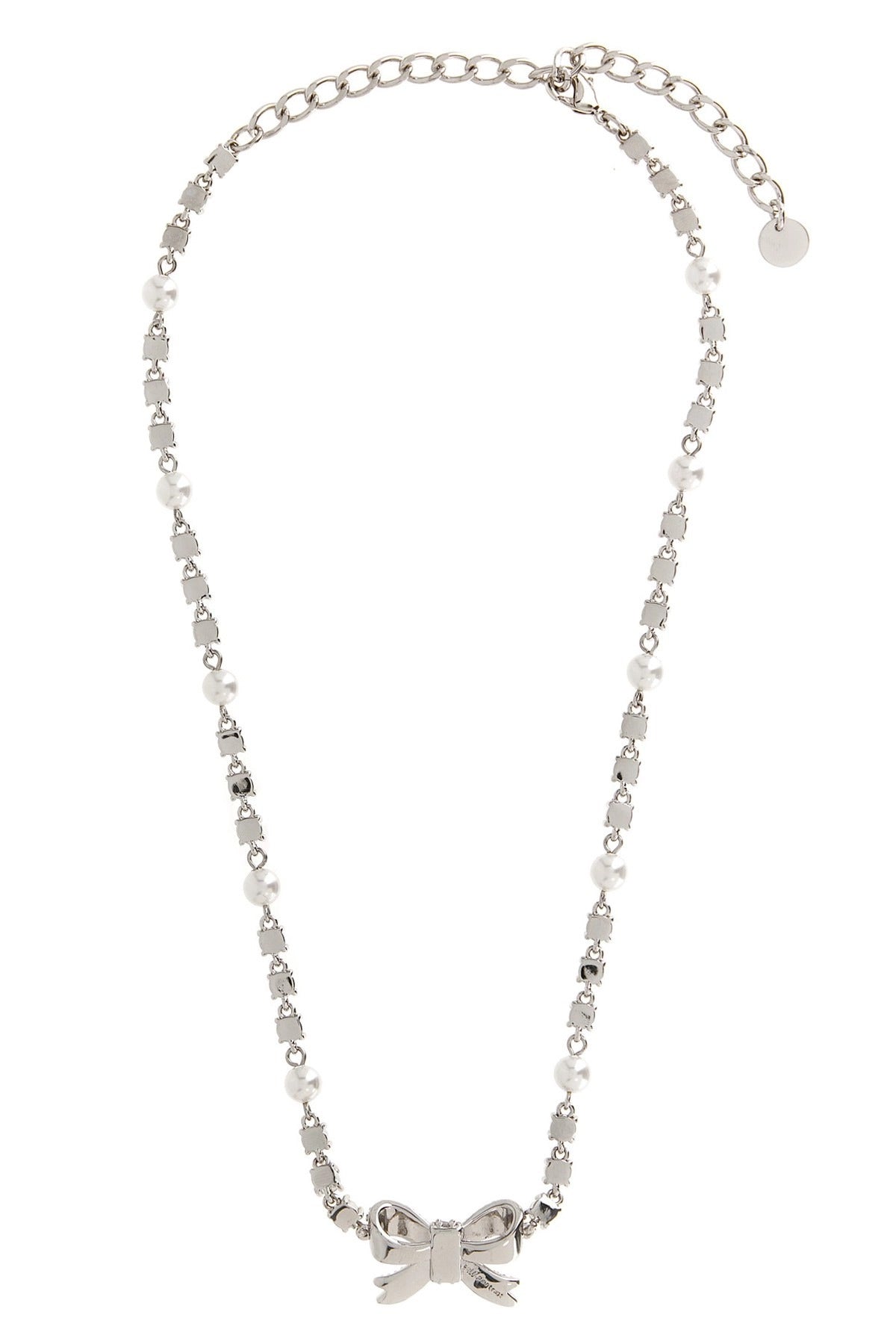 Self-Portrait Crystal Pearl Bow Necklace