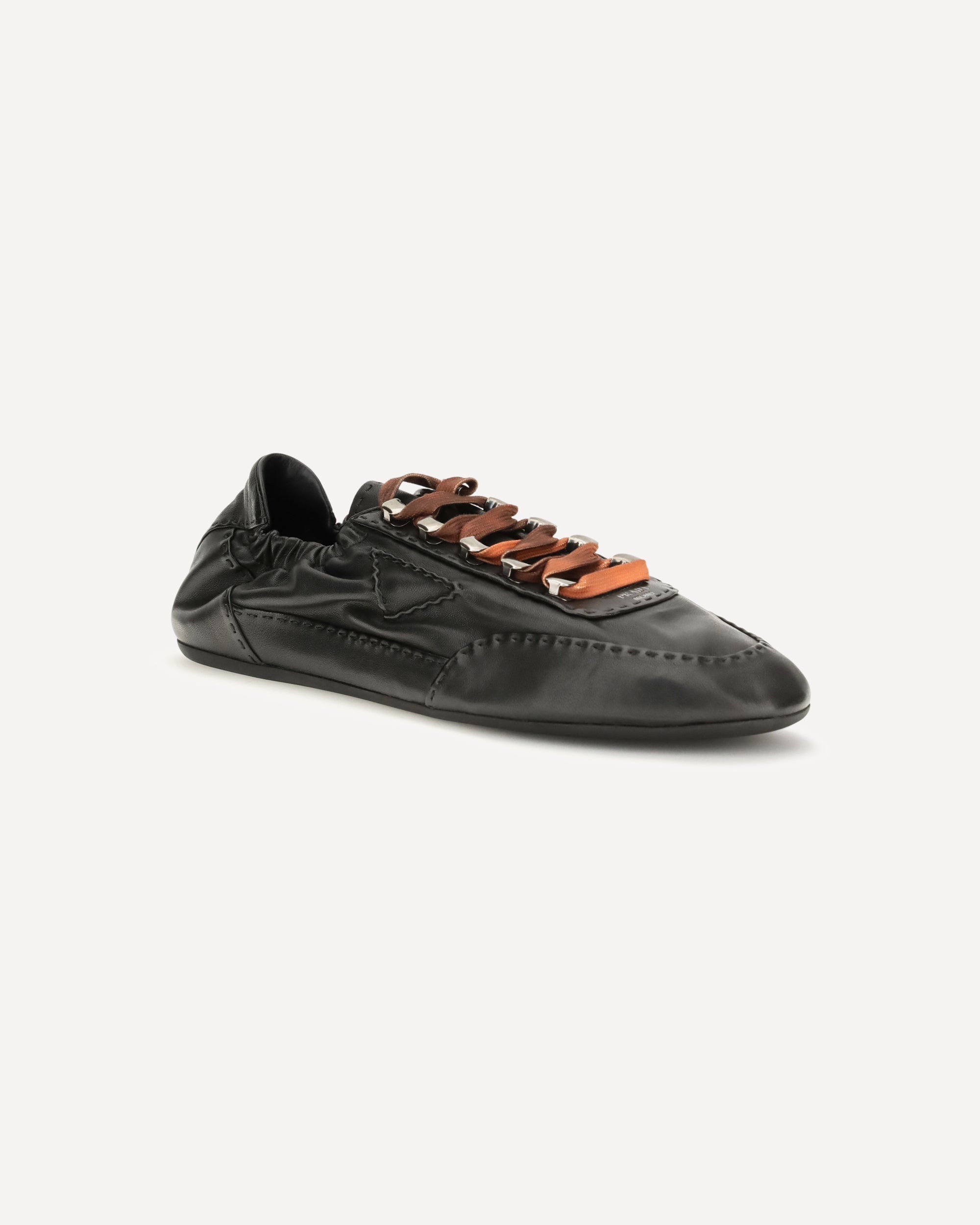 Prada Collapse Aged Nappa Leather Sneakers