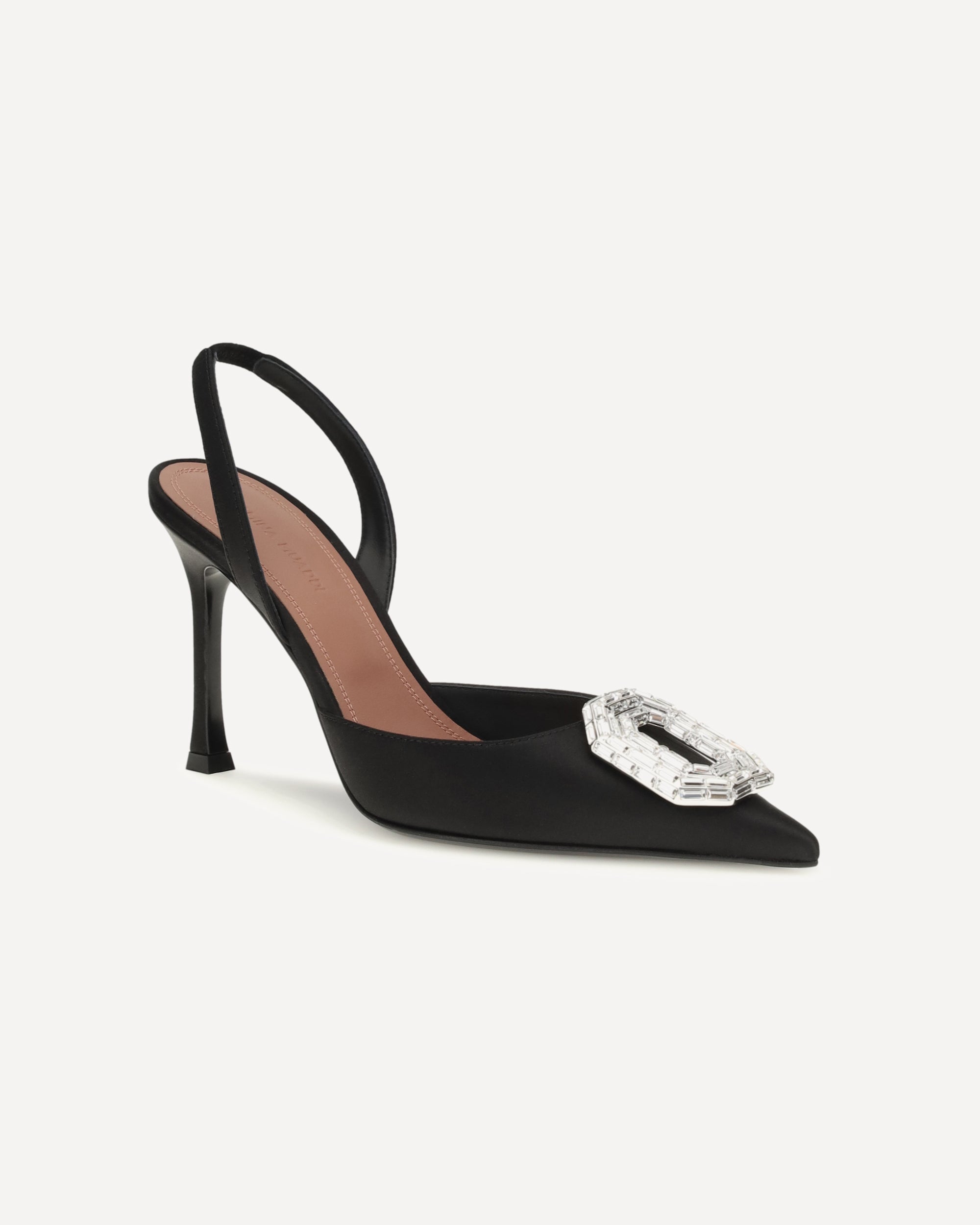Amina Muaddi Camelia Satin Slingback Pumps - alternate view
