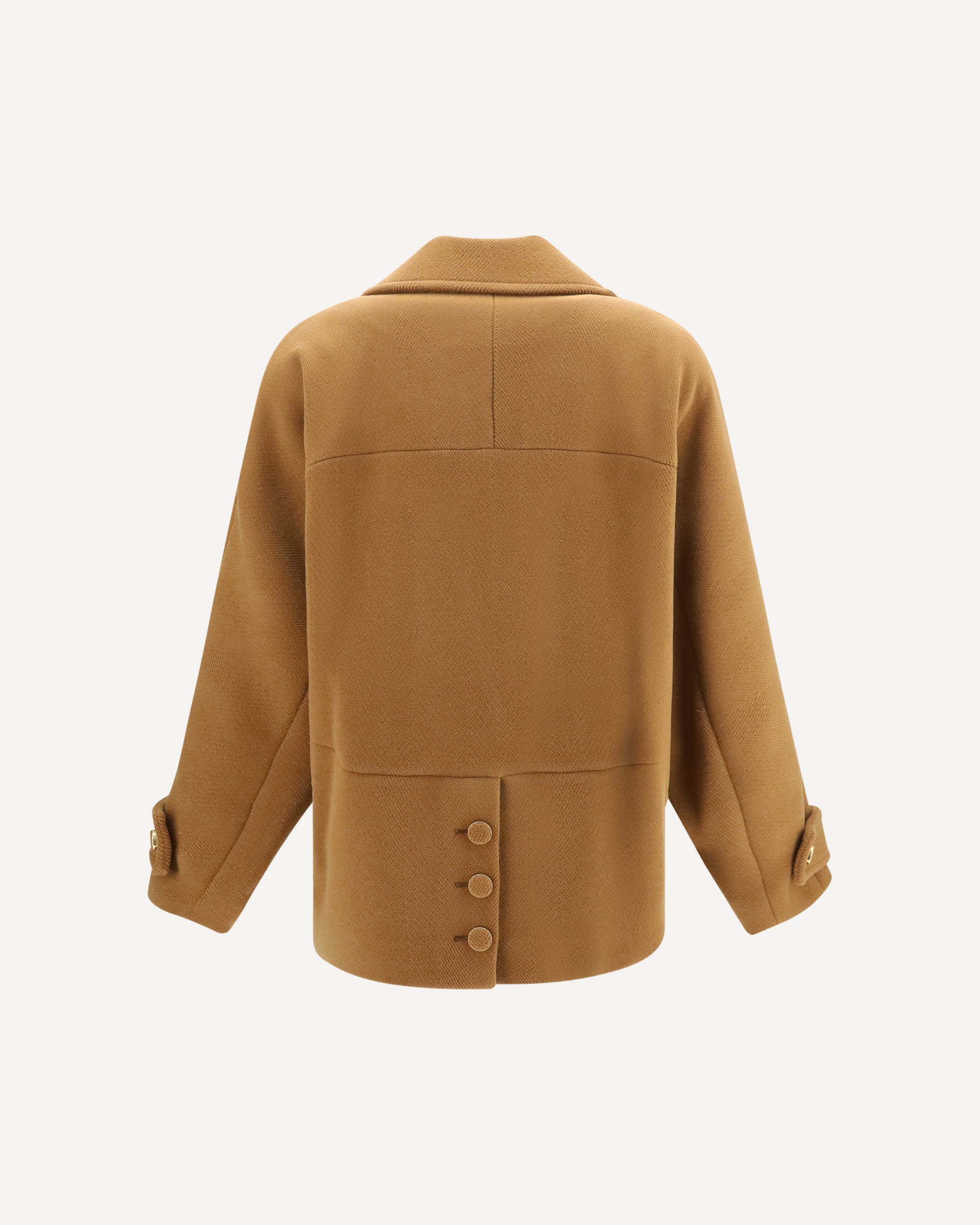 Chloé Double-Breasted Herringbone Wool Short Coat