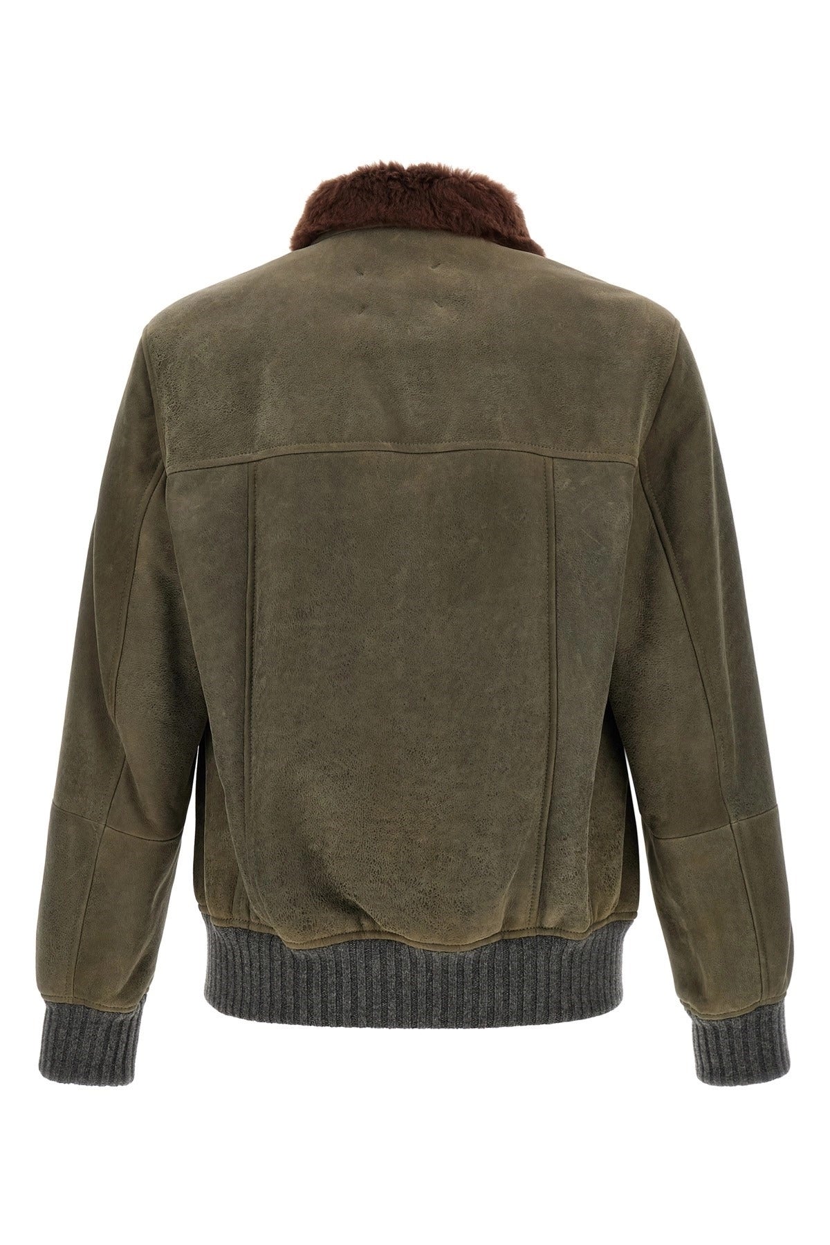 Brunello Cucinelli Waxed Shearling Bomber Jacket - alternate view