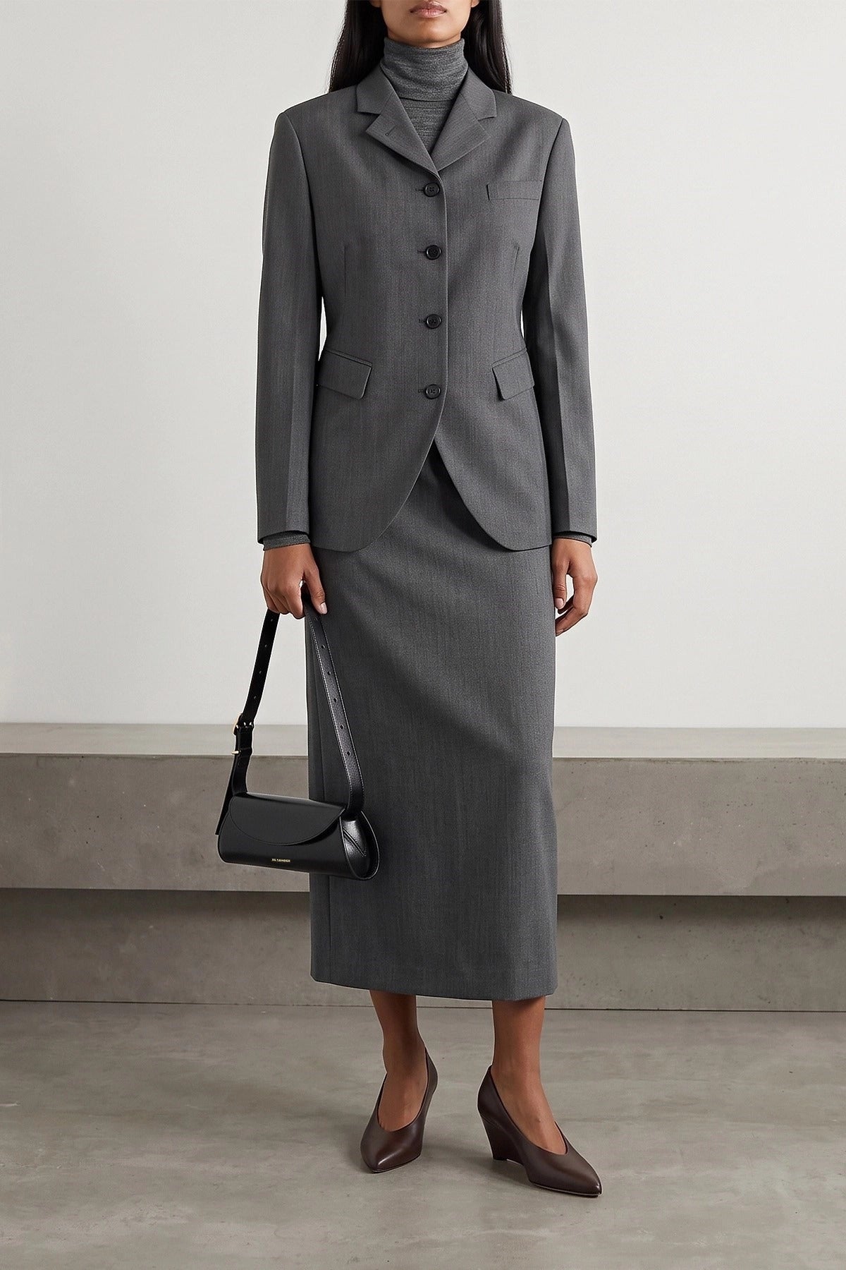 Jil Sander Single-Breasted Asymmetrical Hem Blazer