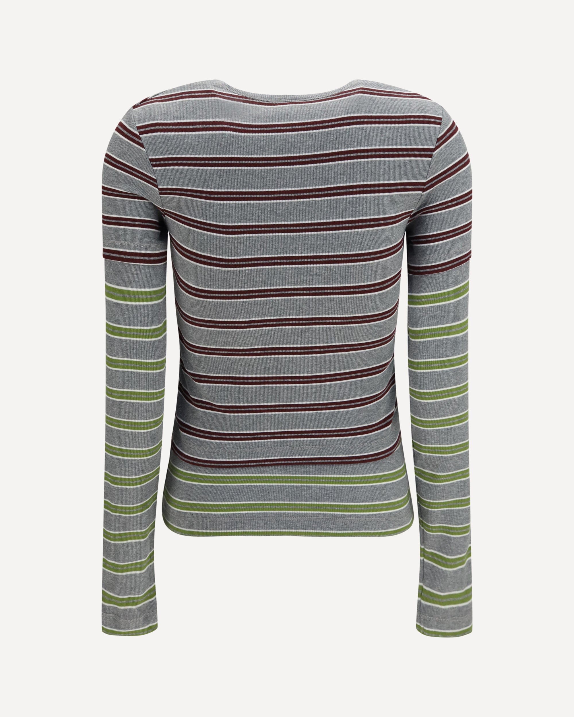 Ganni Double-Sleeve Striped Cotton T-Shirt - alternate view