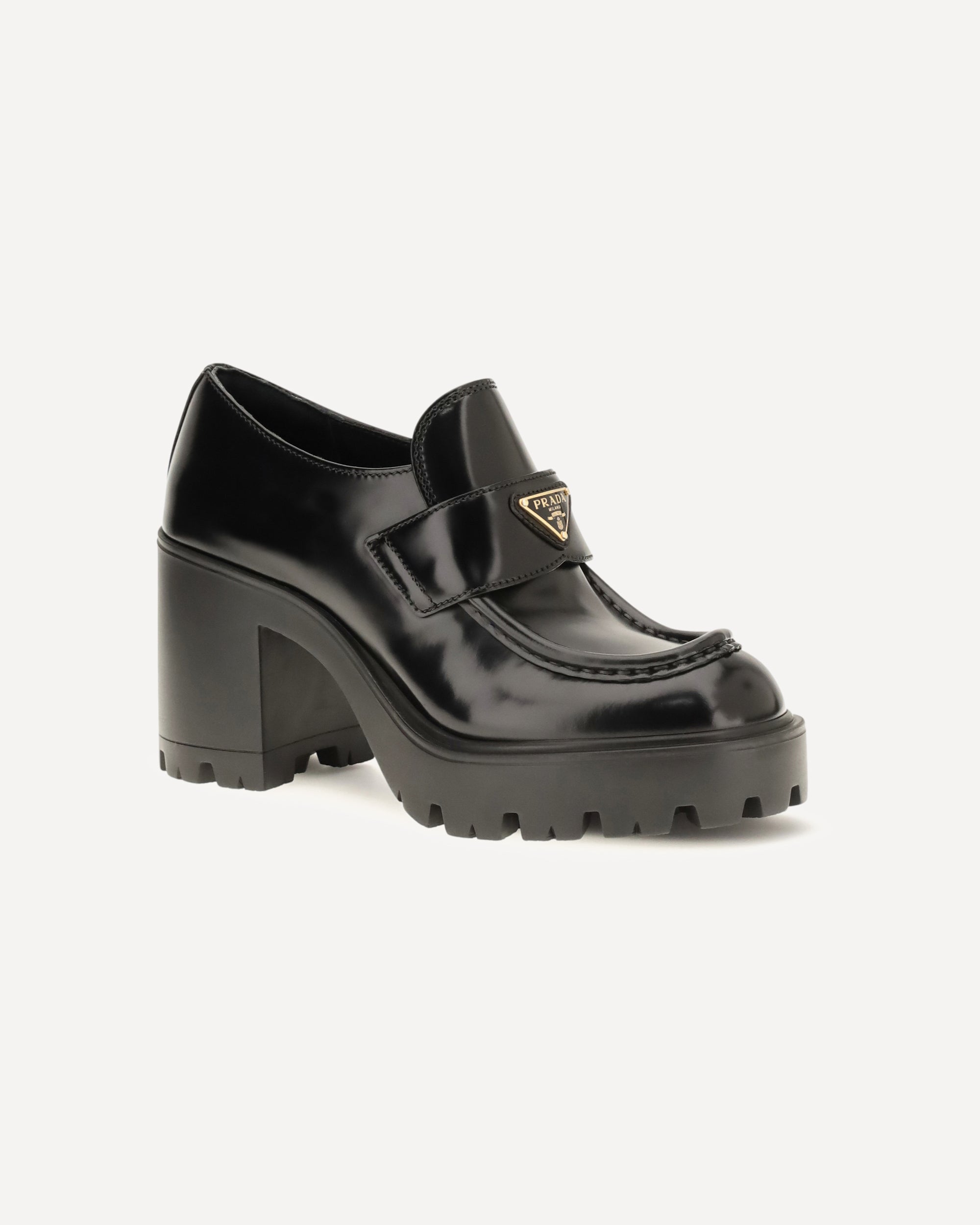 Prada Leather Heeled Loafers