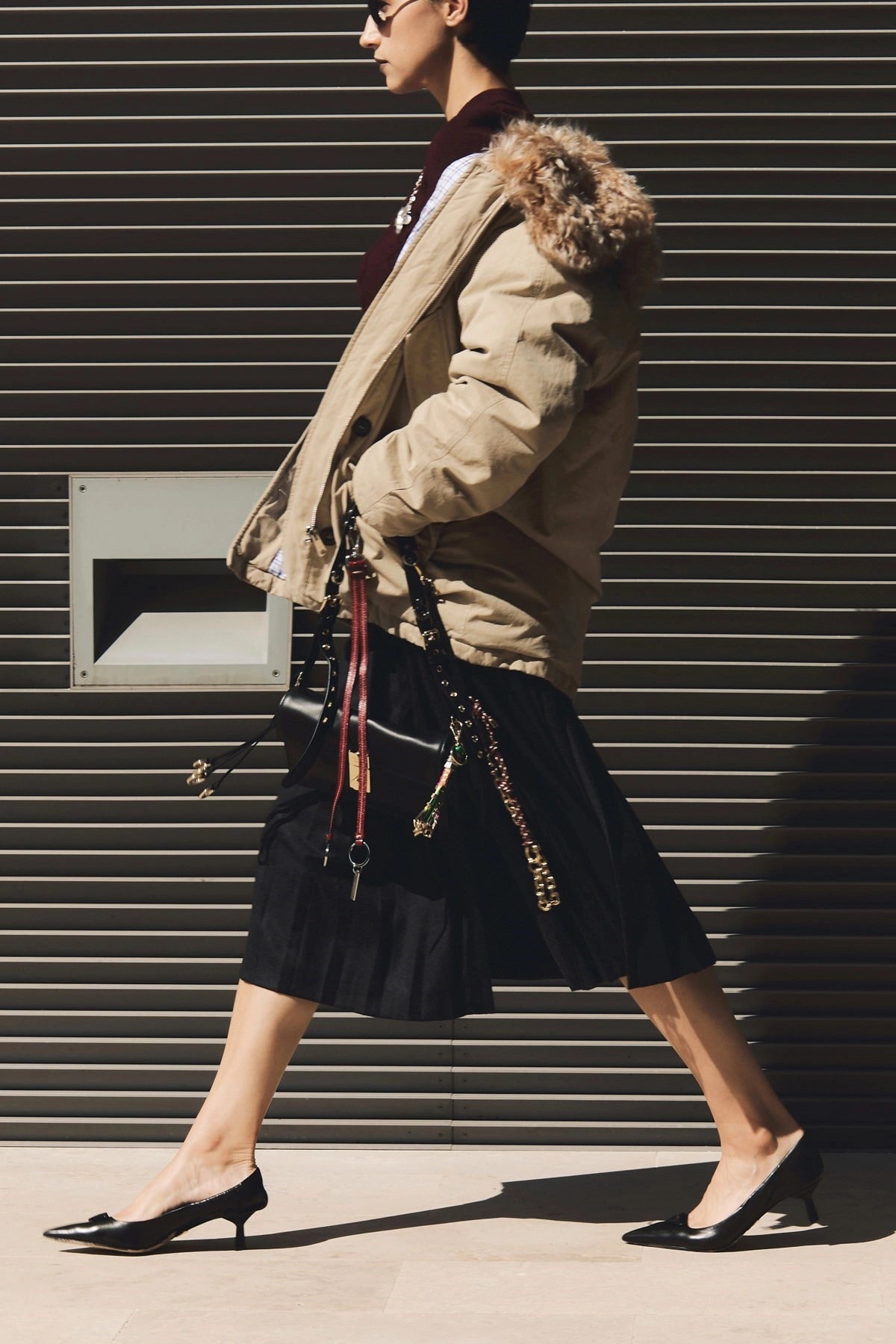 Prada Pleated Wool Midi Skirt - alternate view