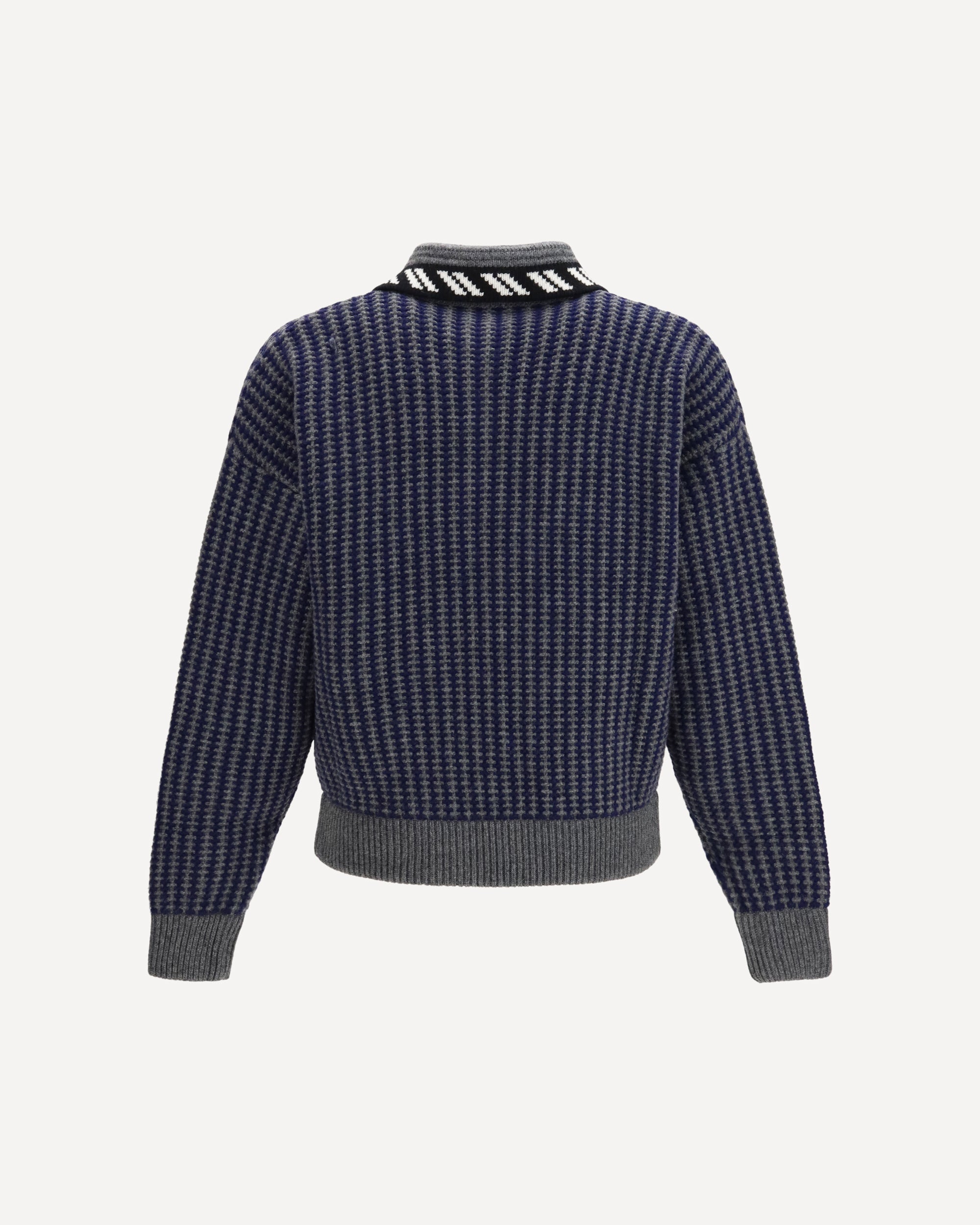 Versace Intarsia Wool Knit Zip Cardigan