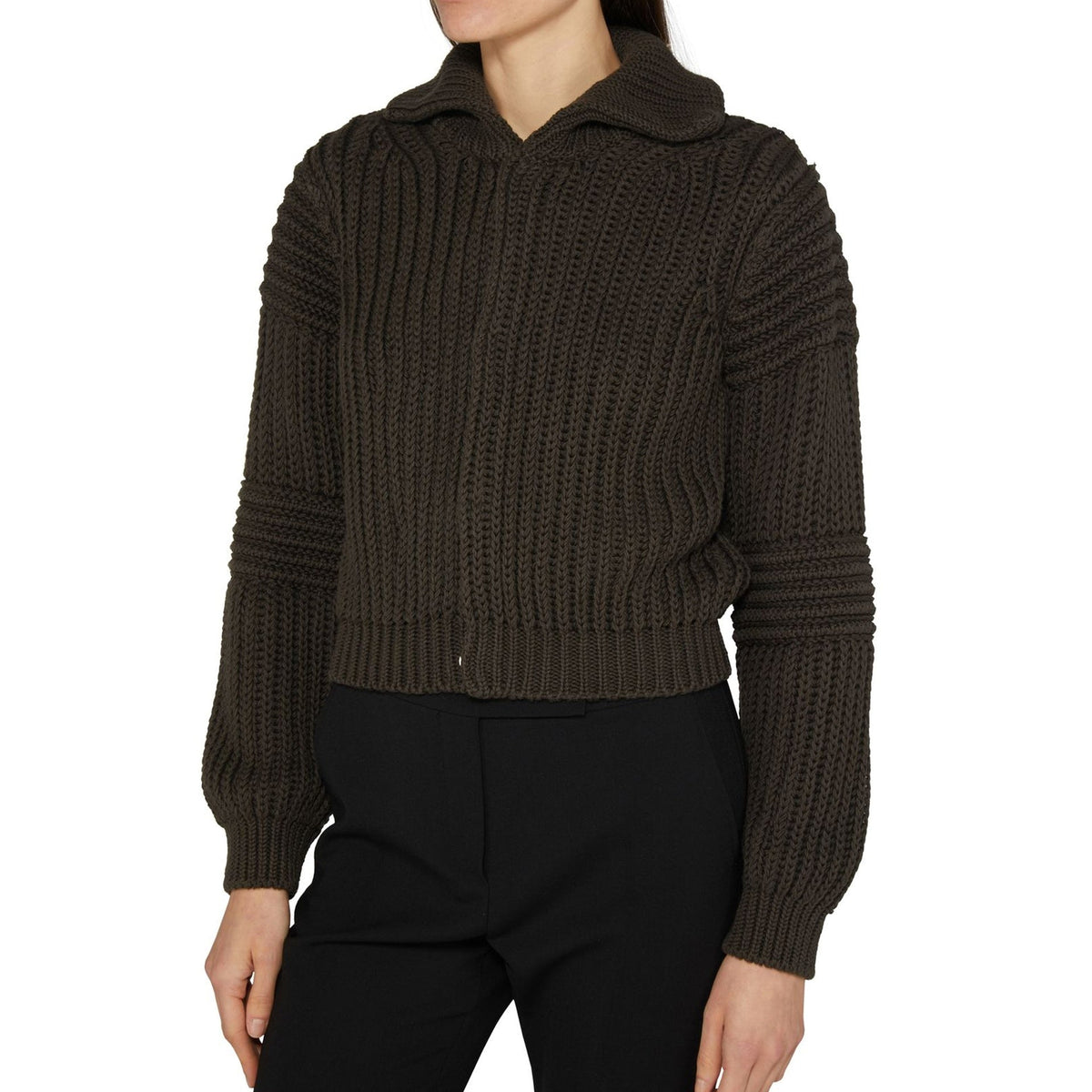 Lemaire Ribbed Knit Hooded Sweater - alternate view