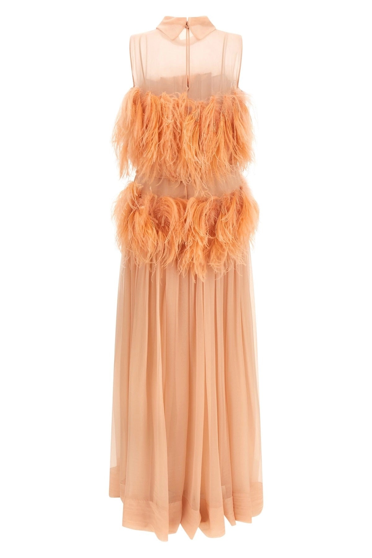 Alberta Ferretti Chiffon And Feather Dress - alternate view
