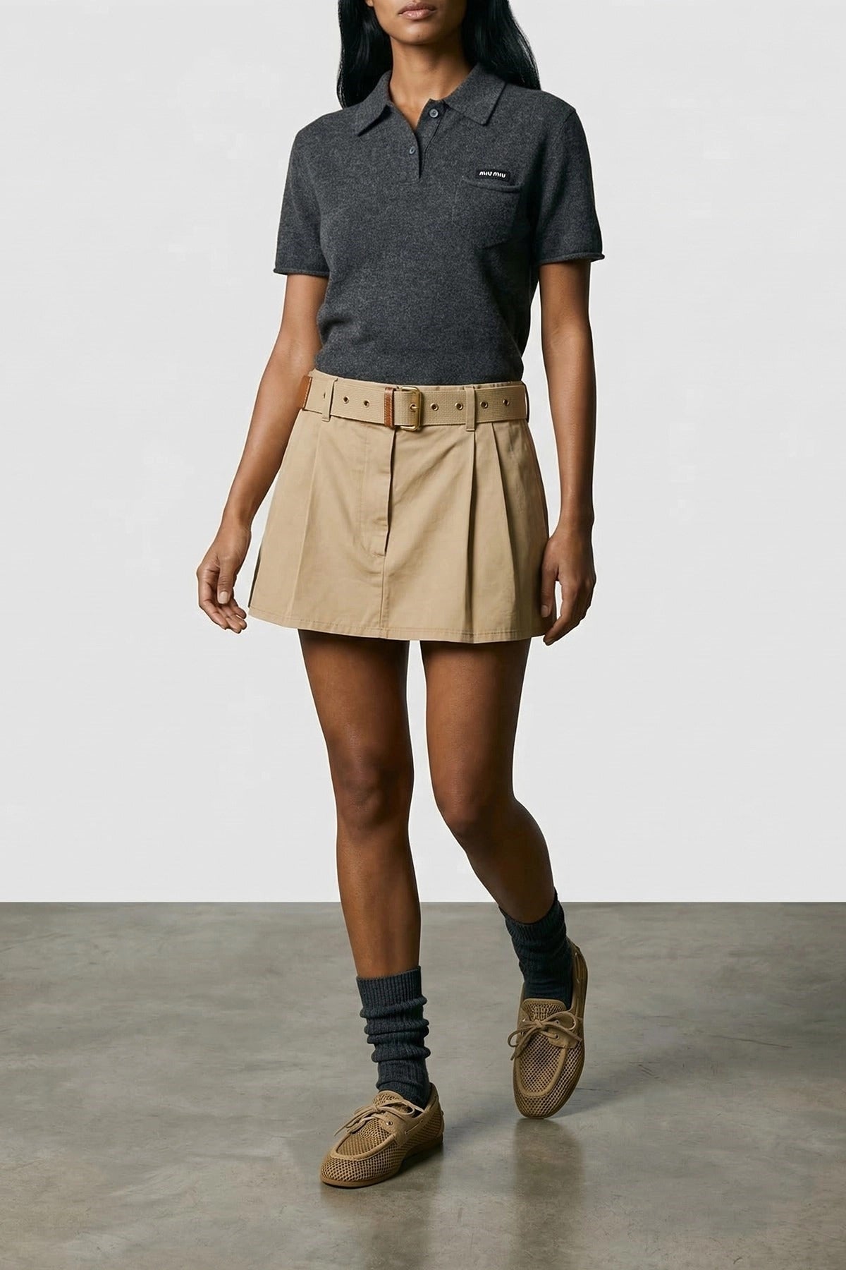Miu Miu Mélange Cashmere Polo Shirt - alternate view