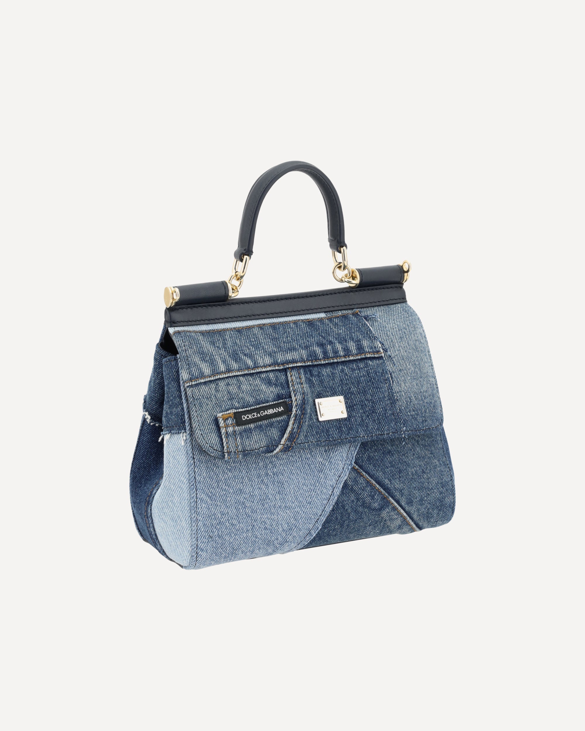 Dolce & Gabbana Small Sicily Denim And Calf Leather Handbag - alternate view