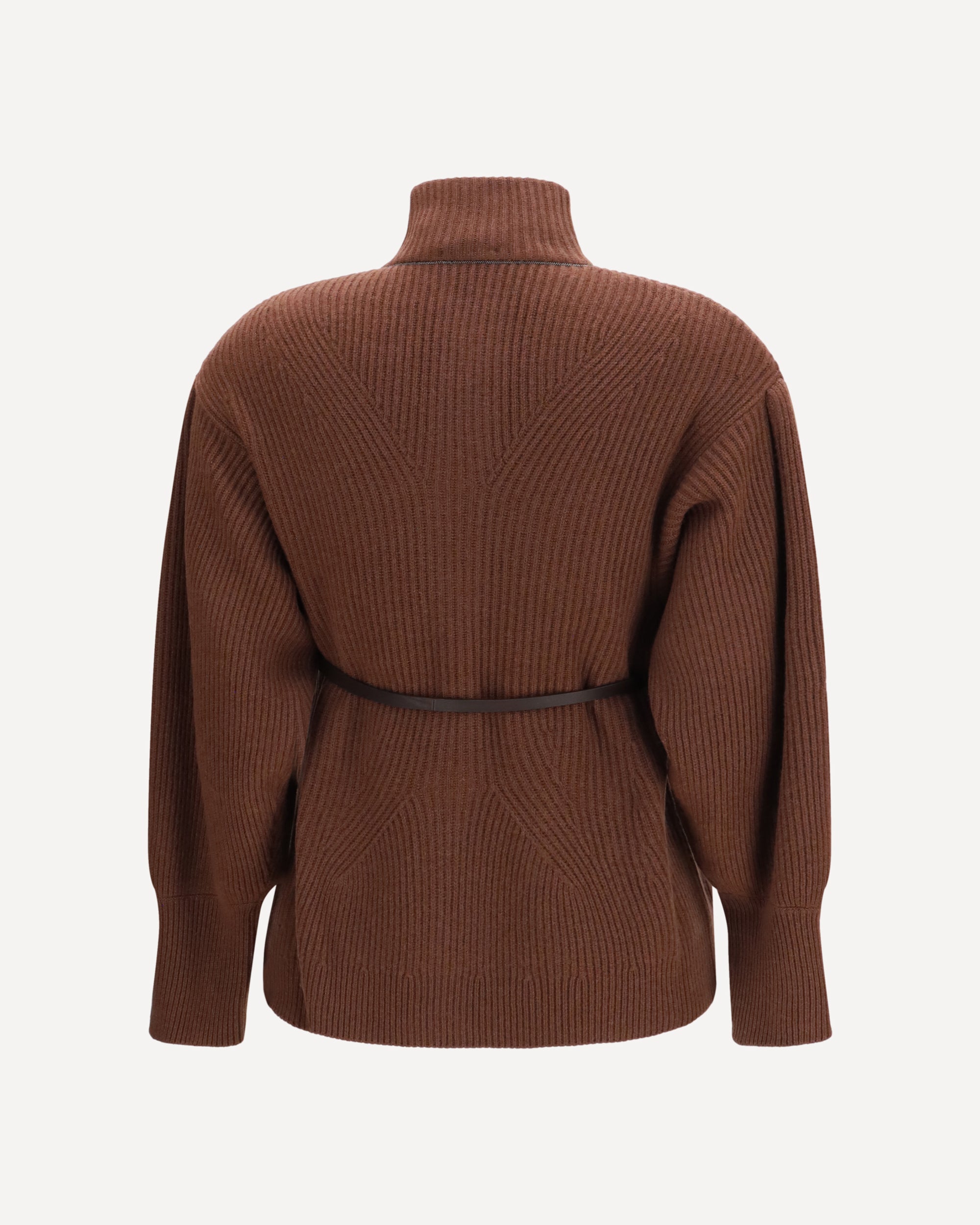 Brunello Cucinelli High Neck Cardigan With Belt - alternate view
