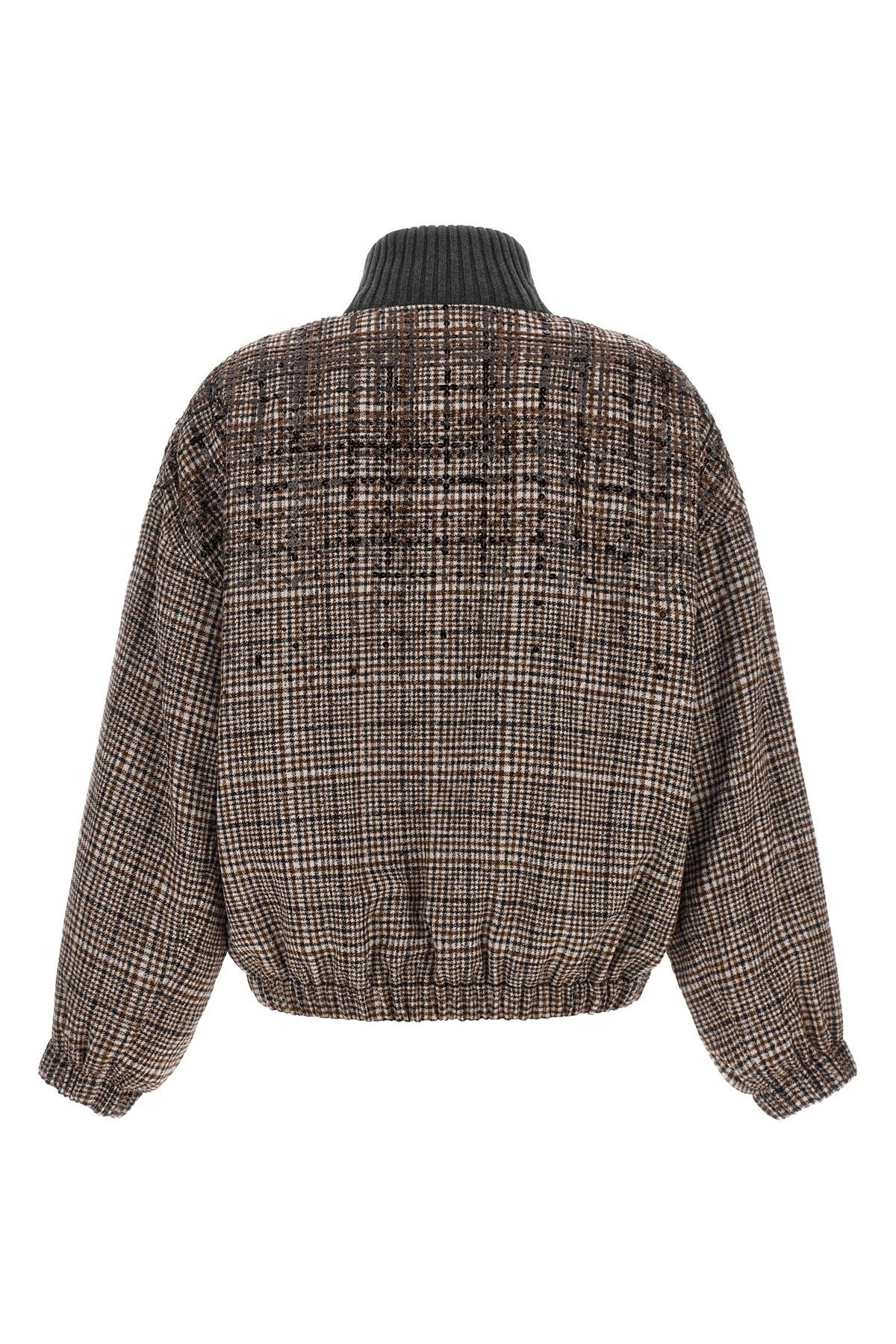 Brunello Cucinelli Sequin Check Bomber Jacket
