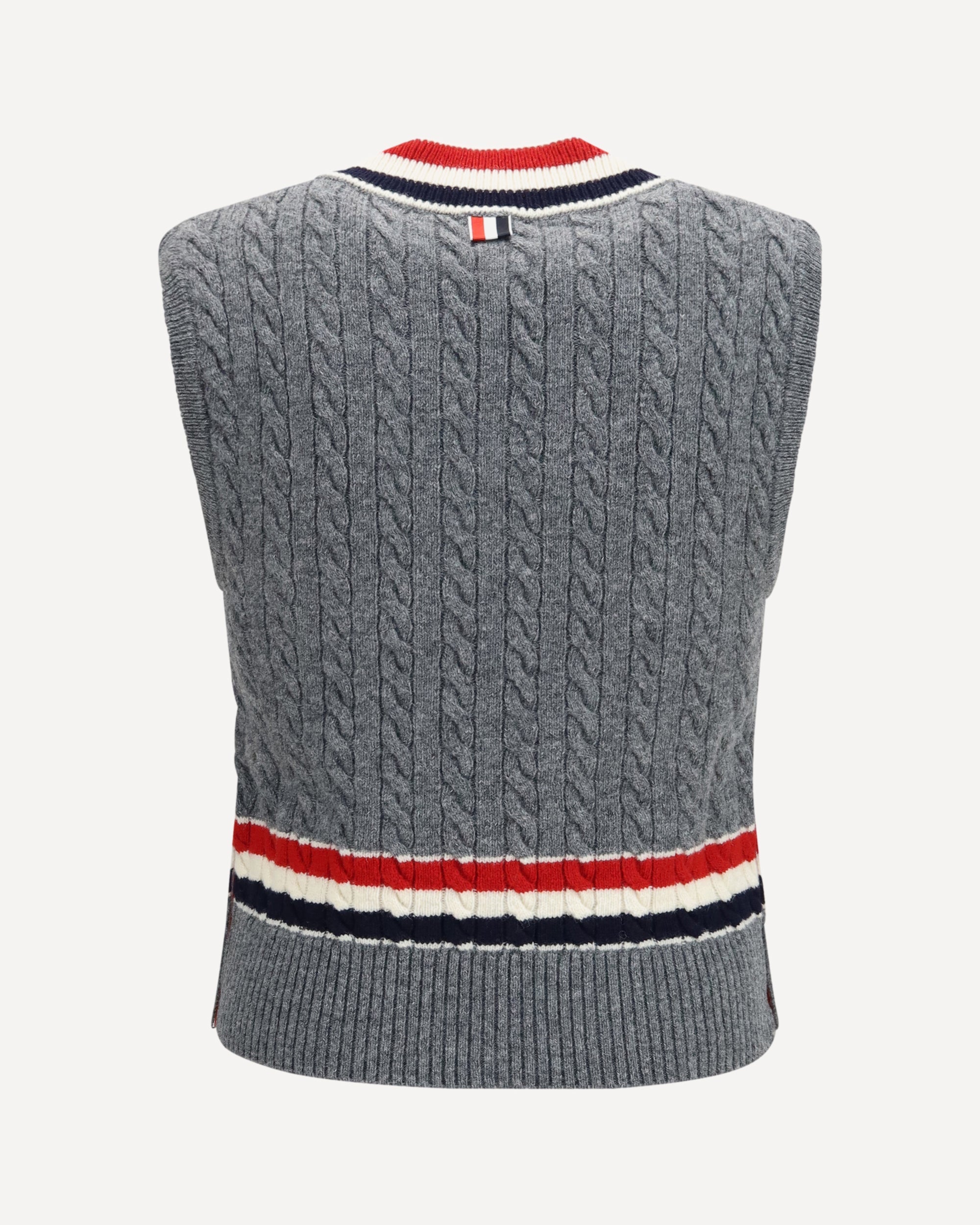 Thom Browne Cable-Knit Cricket V-Neck Vest - alternate view