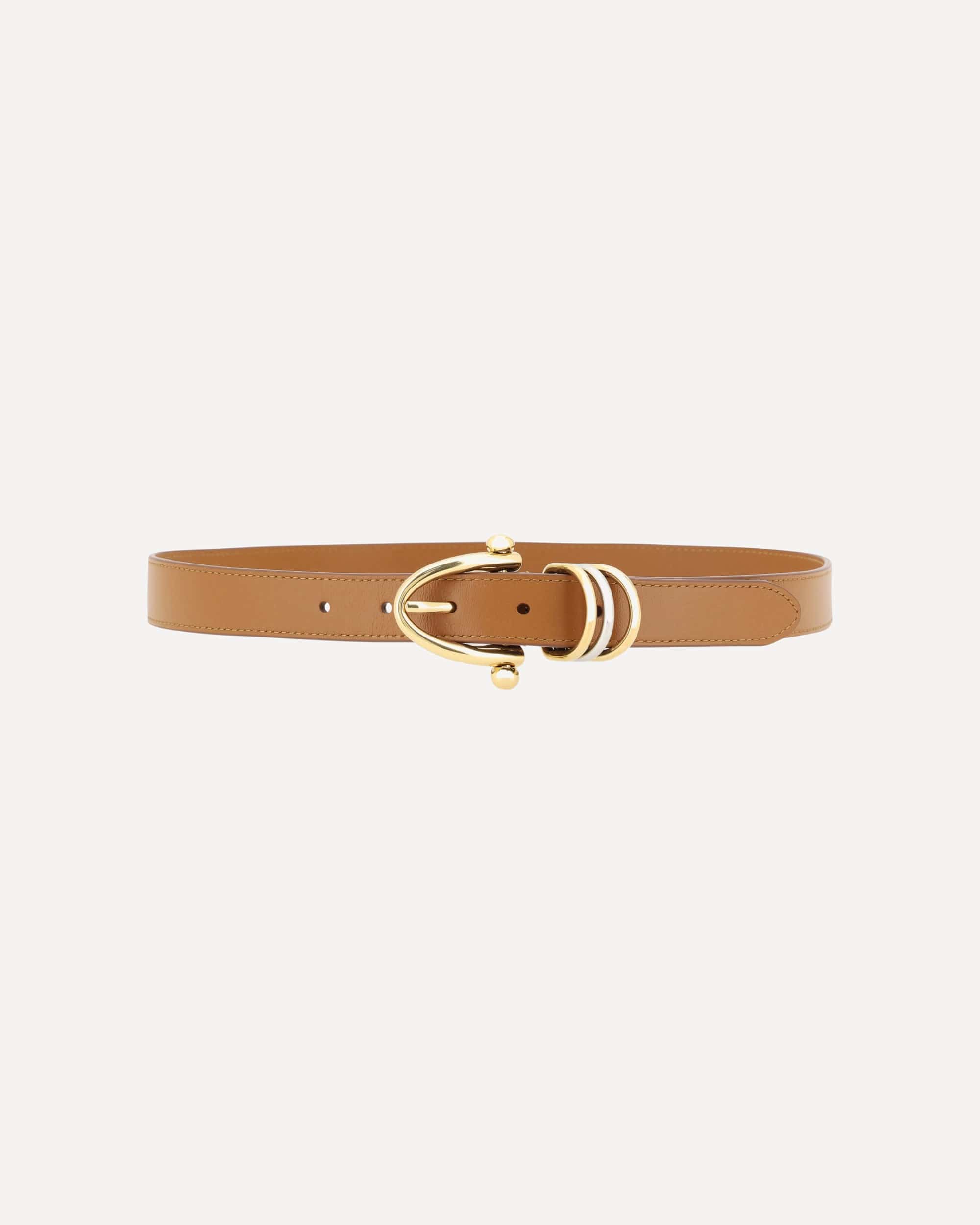 Leather Bracelet Belt With Brass Details - alternate view