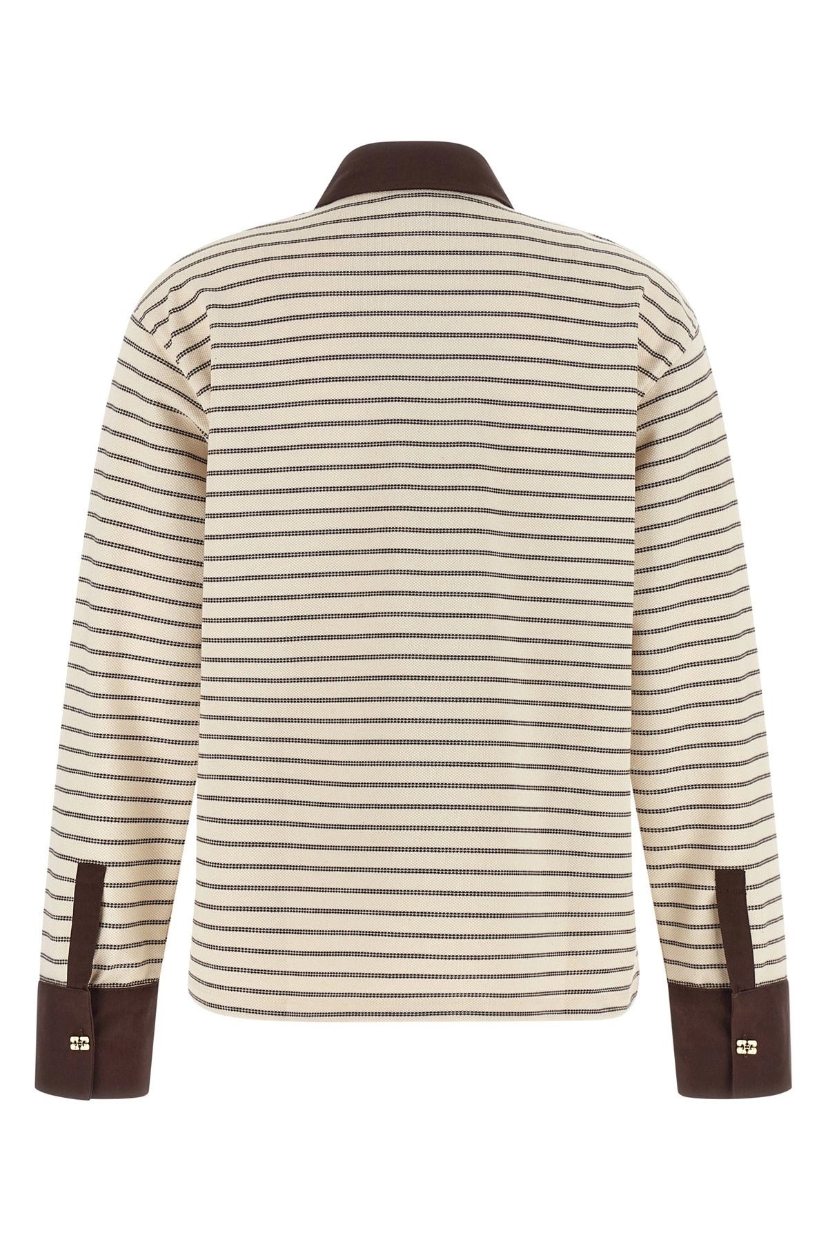 Ganni Striped Cotton Polo Shirt - alternate view