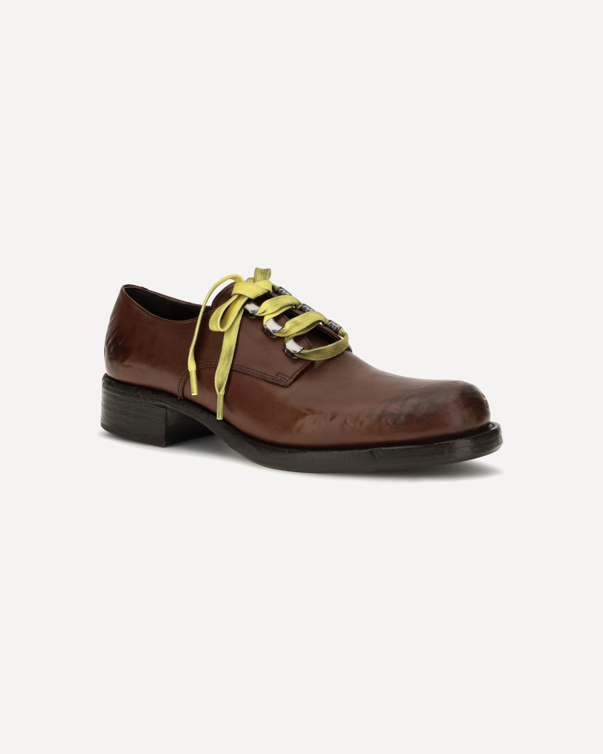 Prada Antique Leather Lace-Up Loafers - alternate view