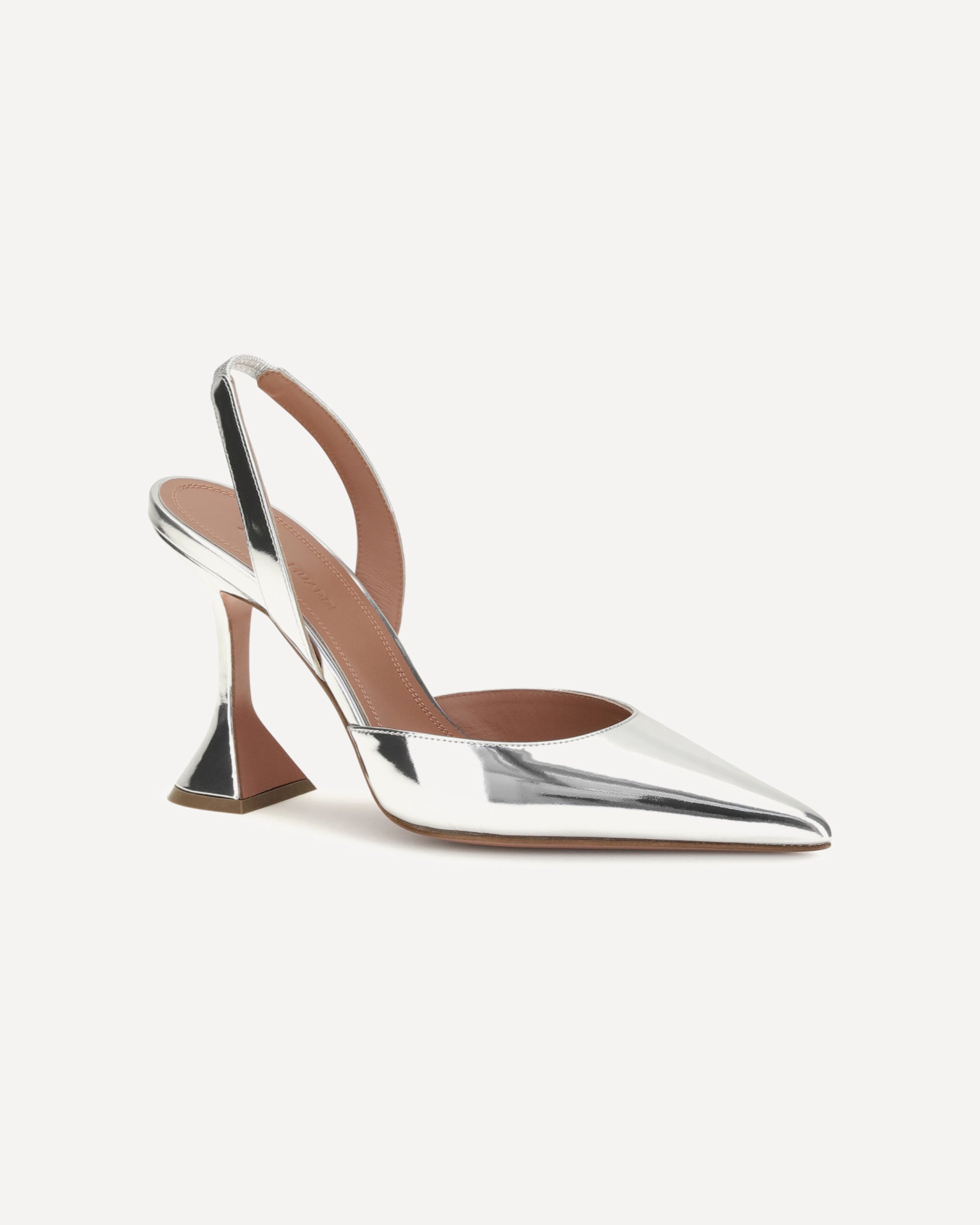 Amina Muaddi Holli Mirror-Finish Slingback Pumps - alternate view