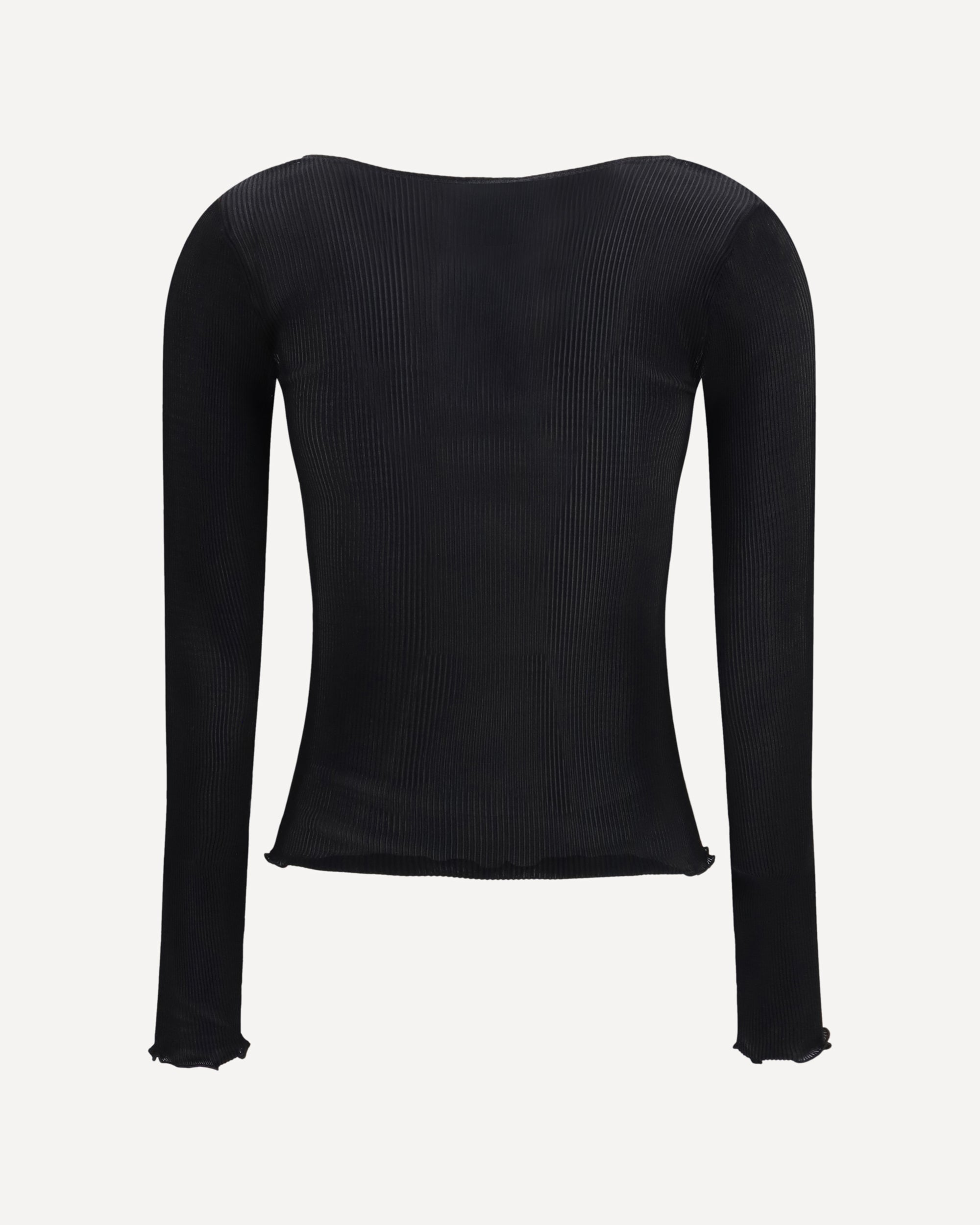 Saint Laurent Cassandre V Neck Ribbed Silk Top - alternate view