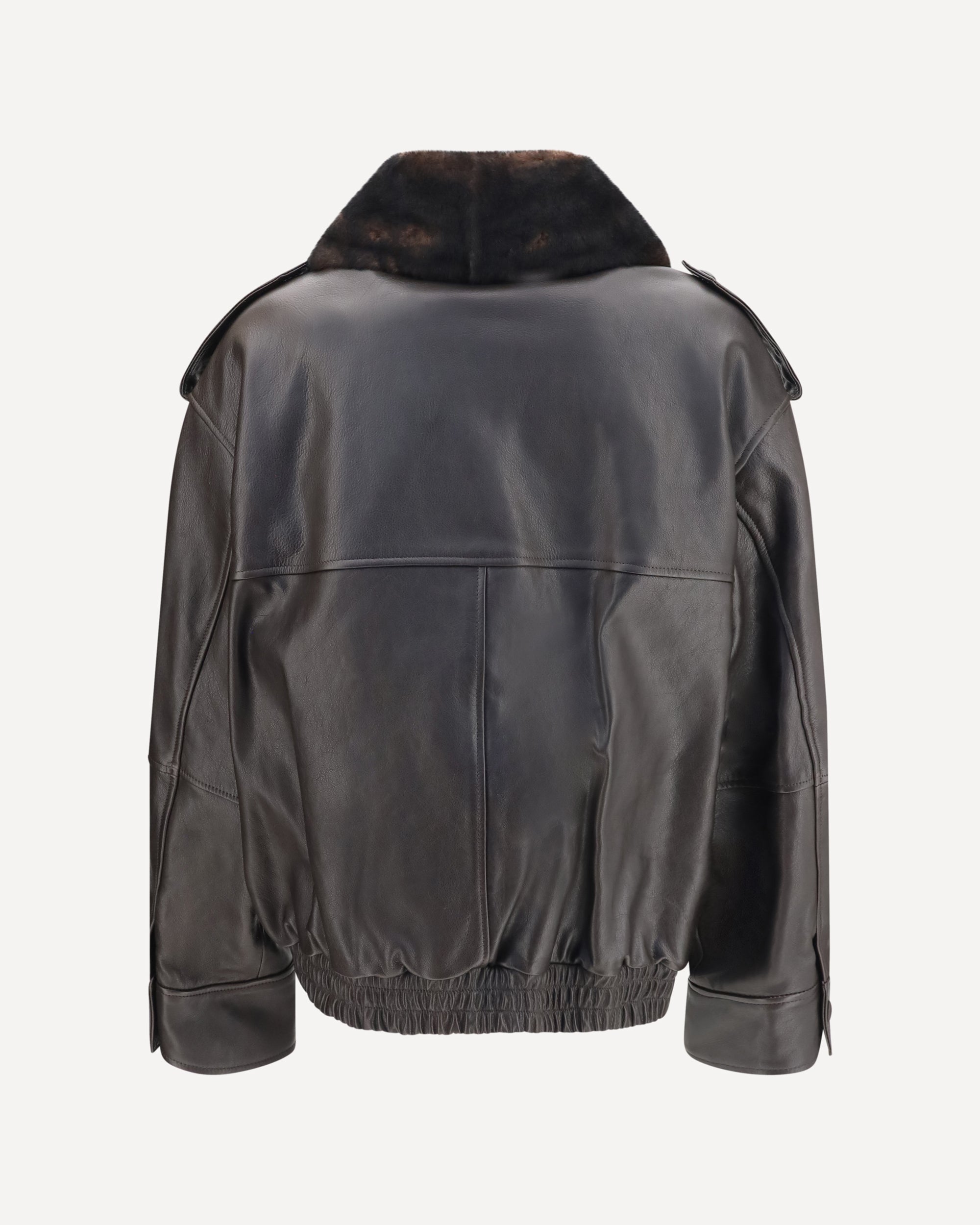 Loulou De Saison Russo Leather Bomber Shearling Collar