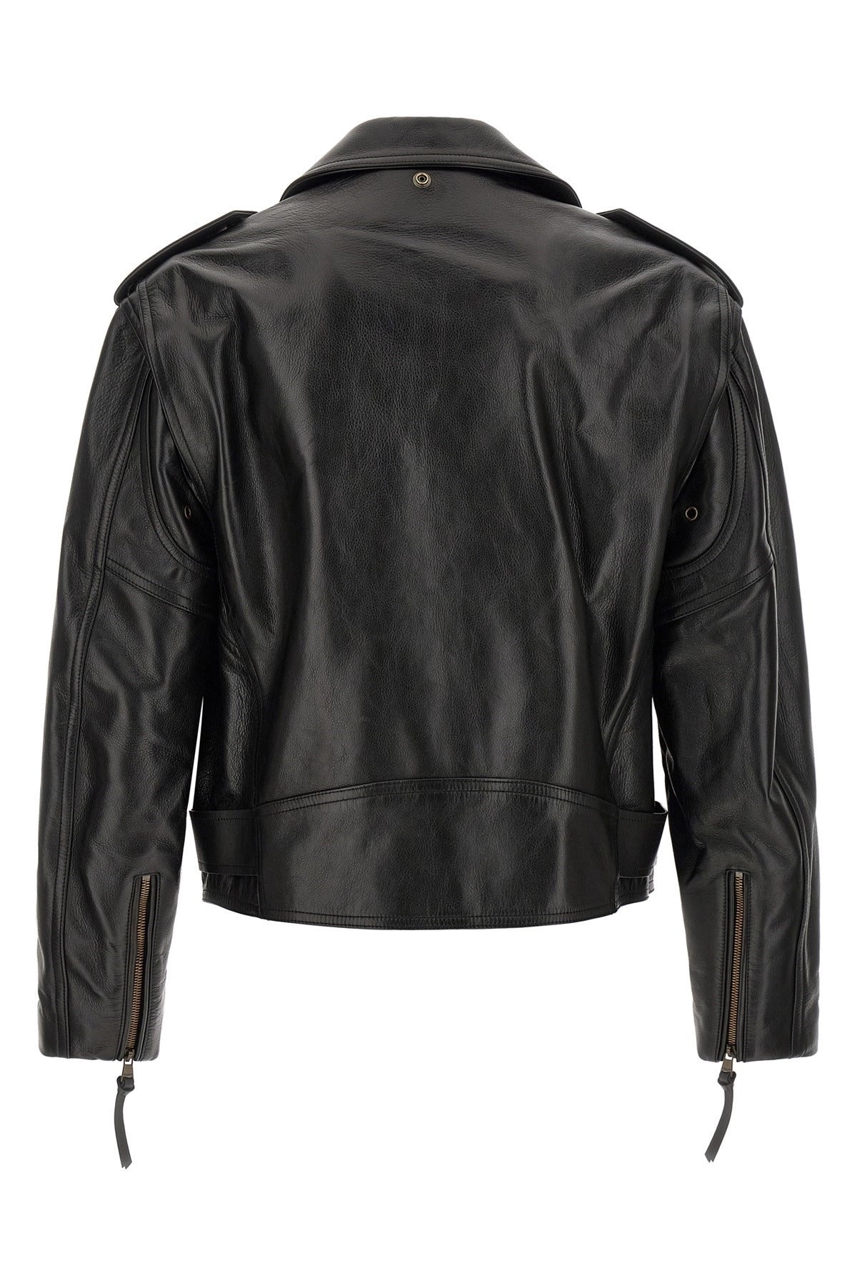 Balmain Black Textured Biker Jacket