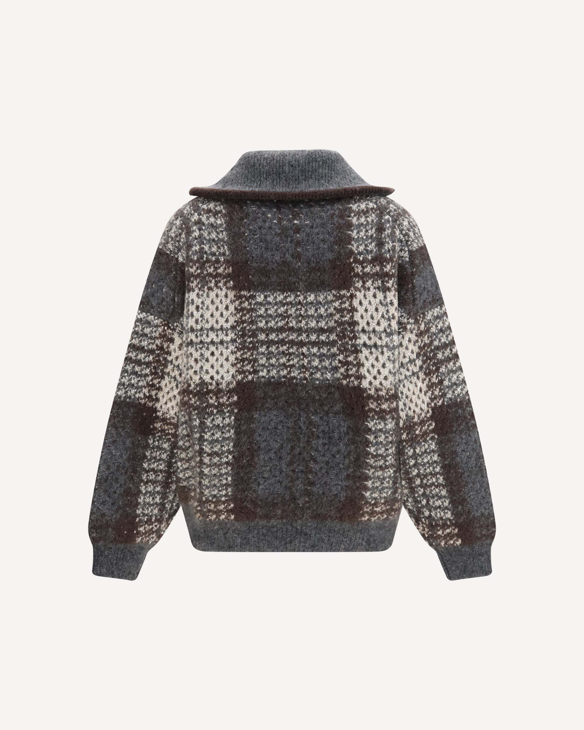 Brunello Cucinelli Checked Wool Zip Cardigan