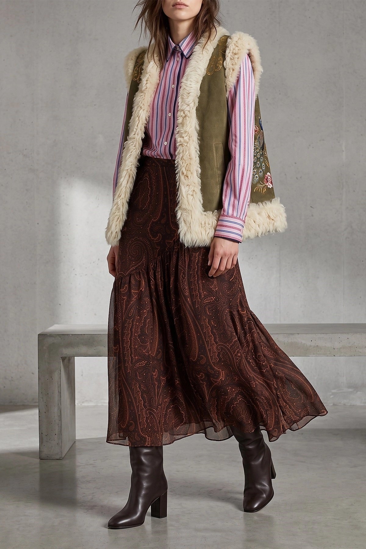 Etro Brown Paisley Maxi Skirt - alternate view