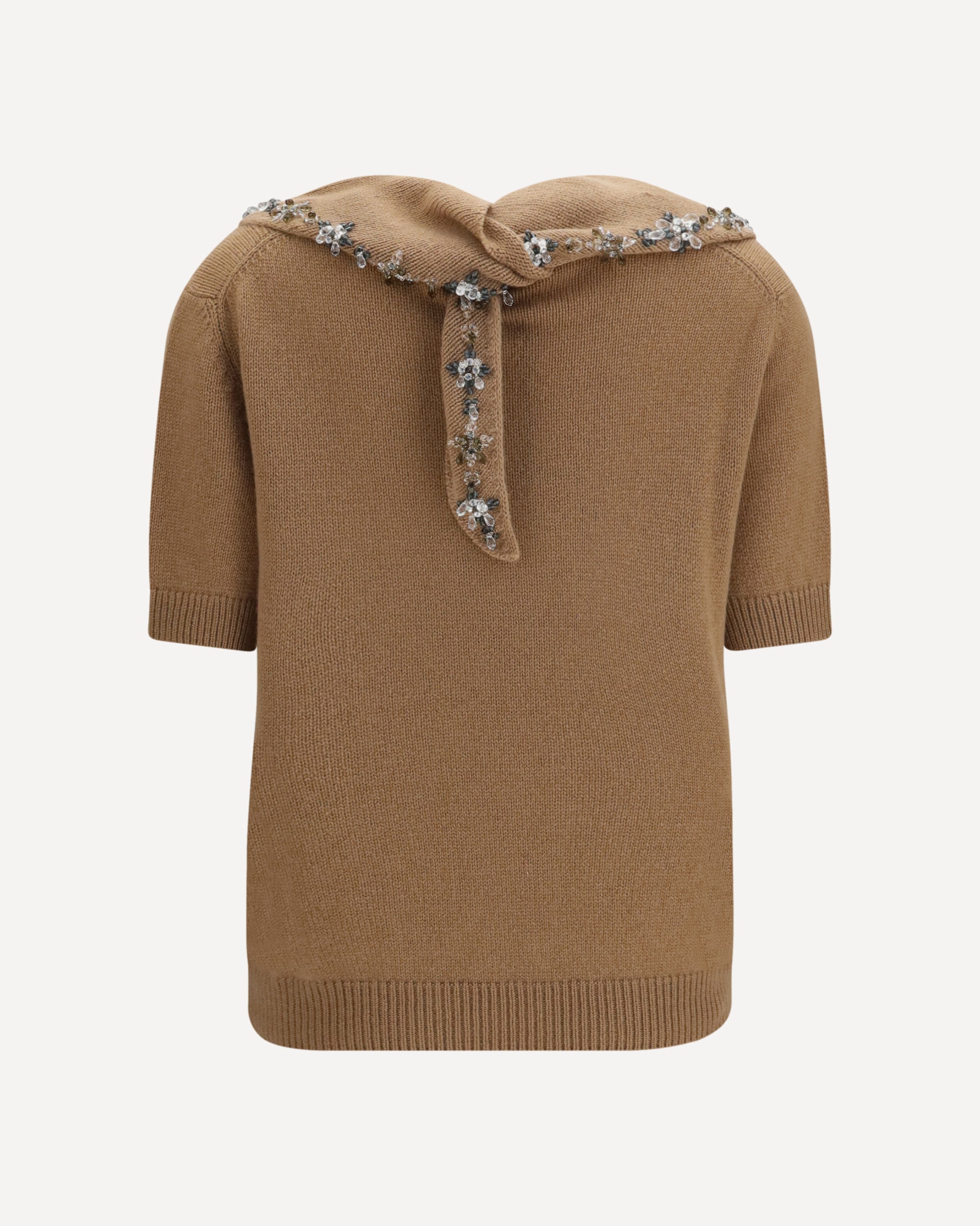 Prada Maglione in cashmere con sciarpa gioiello