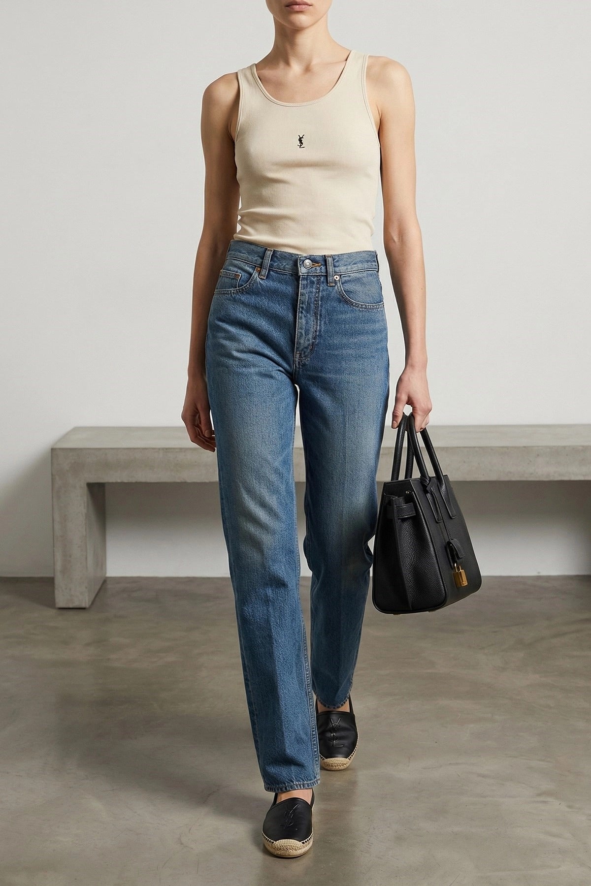 Saint Laurent Logo Leather Espadrilles