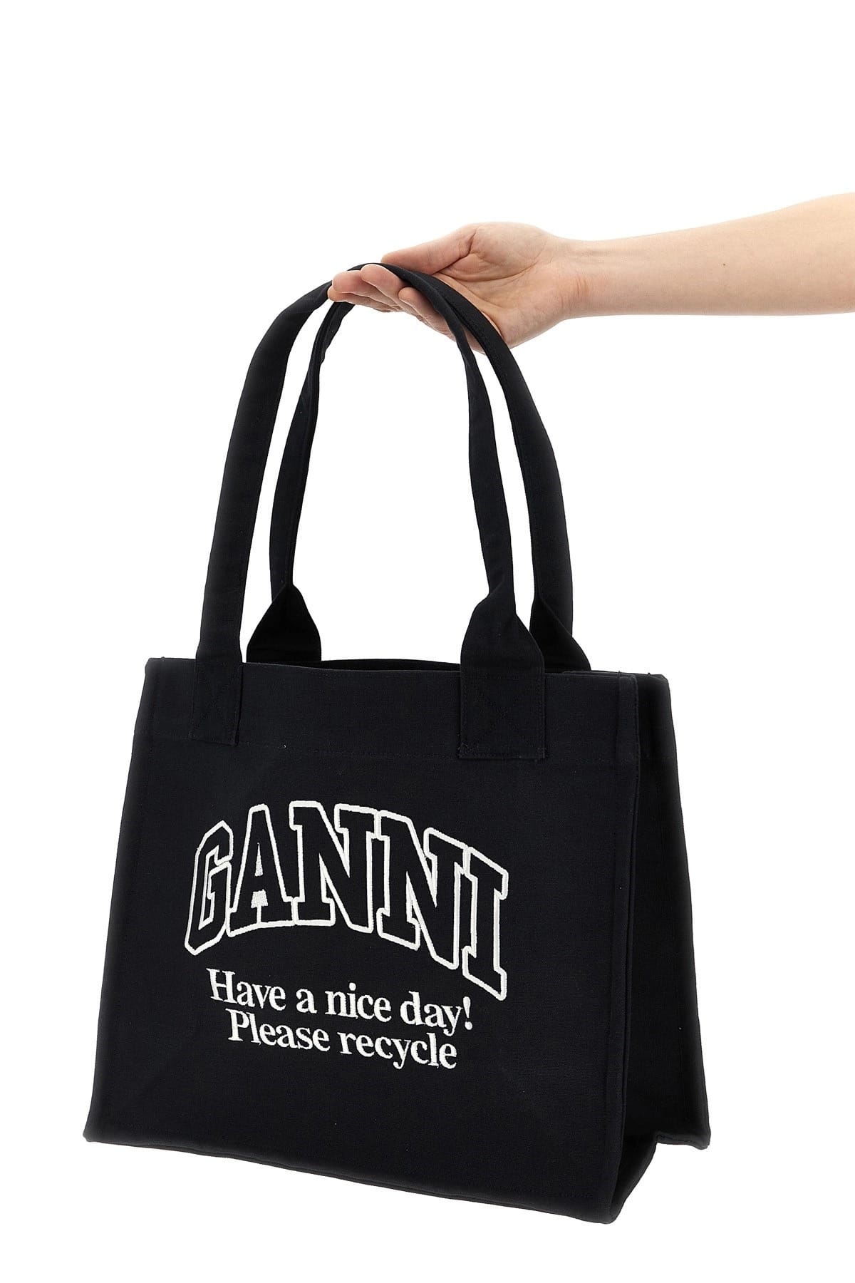 Ganni Large Easy Shopper Contrasted Logo Shopping Bag - alternate view