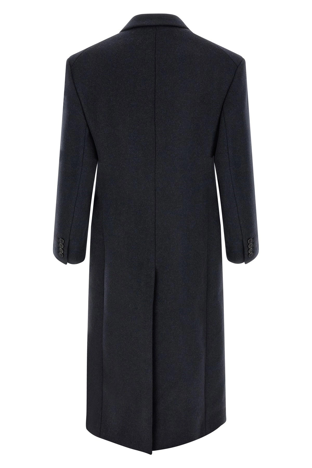 Saint Laurent Navy Double-Breasted Wool Coat - alternate view